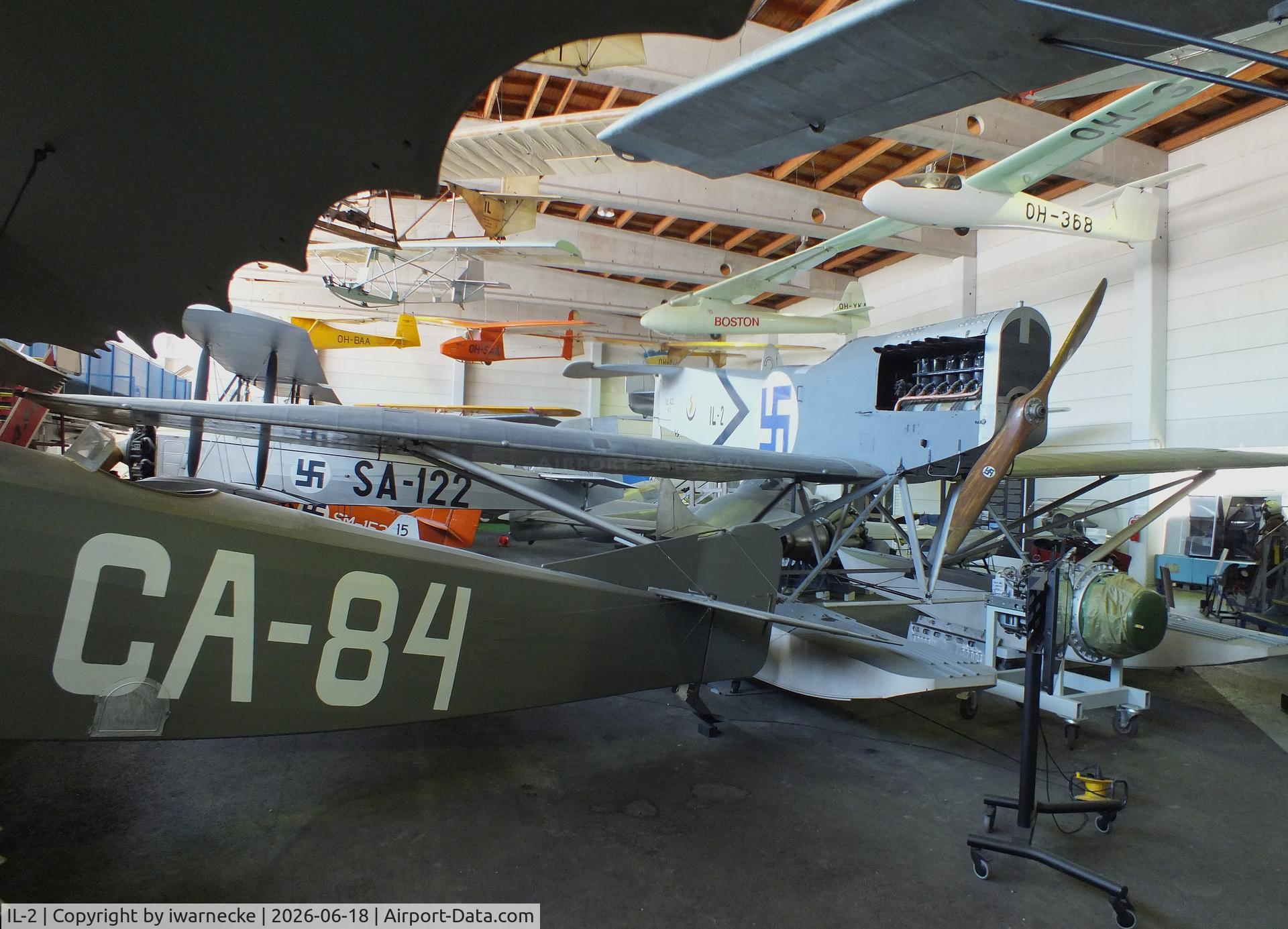 Aircraft IL-2, 1922 Ilmailuvoimien A.22 Hansa, c/n 2, Ilmailuvoimien lentokonetehdas I.V.L. A.22 Hansa (Hansa-Brandenburg W.33 built in Finland) at the Suomen Ilmailumuseo (Finnish Aviation Museum), Vantaa, photo by iwarnecke