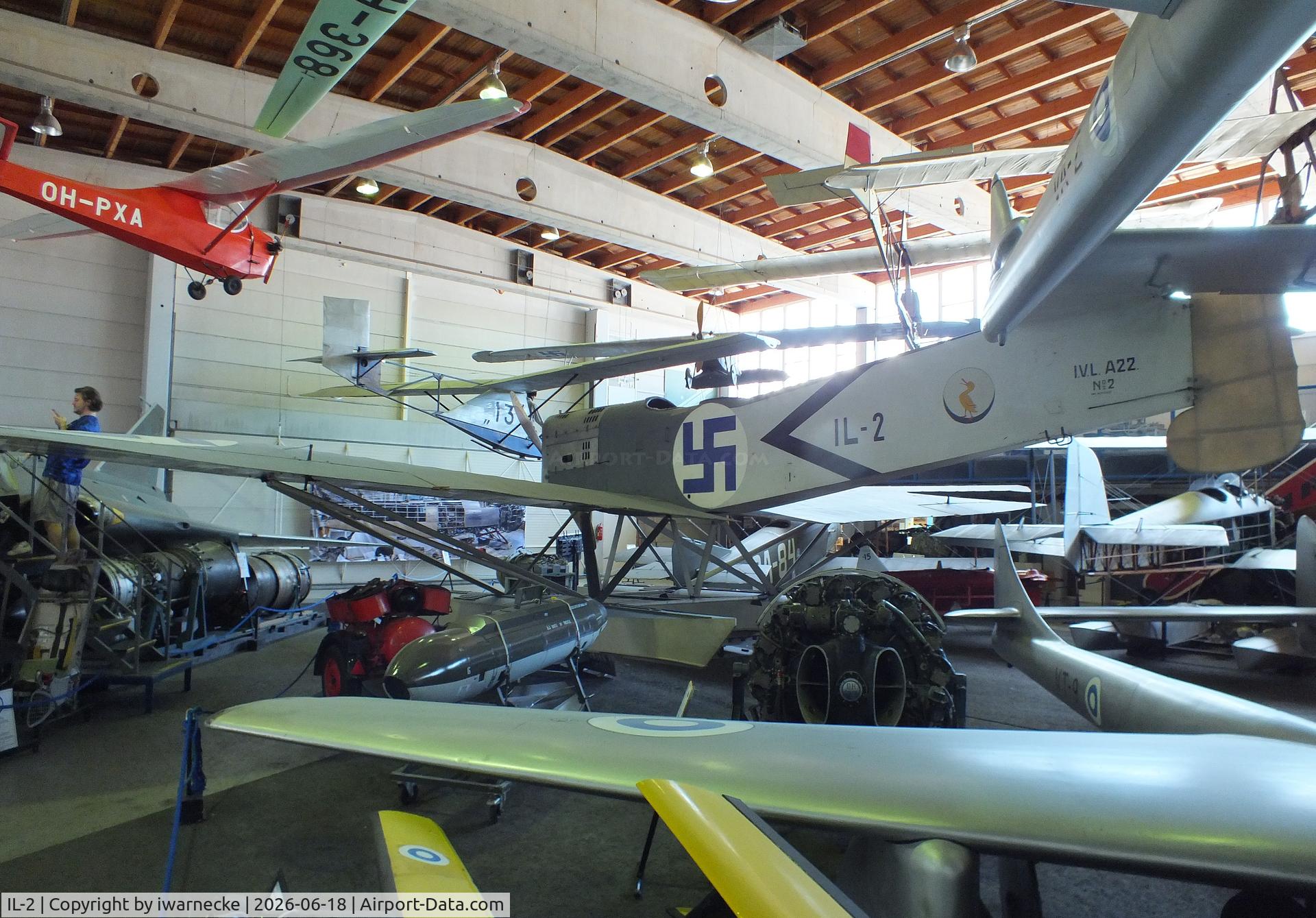 Aircraft IL-2, 1922 Ilmailuvoimien A.22 Hansa, c/n 2, Ilmailuvoimien lentokonetehdas I.V.L. A.22 Hansa (Hansa-Brandenburg W.33 built in Finland) at the Suomen Ilmailumuseo (Finnish Aviation Museum), Vantaa, photo by iwarnecke