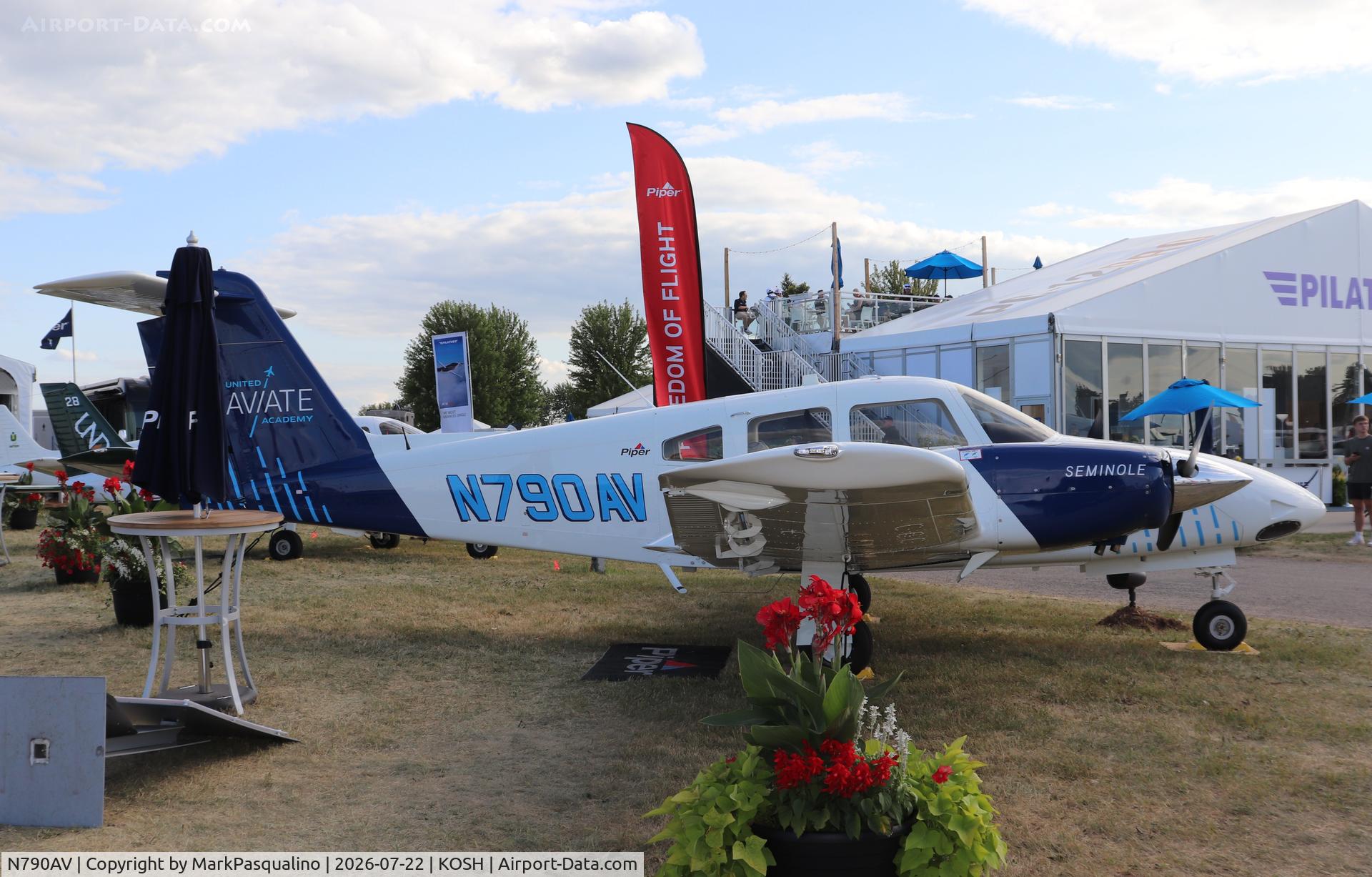 Aircraft N790AV, 2026 Piper PA-44-180 Seminole, c/n 4496641, Piper PA-44-180, at KOSH, photo by MarkPasqualino