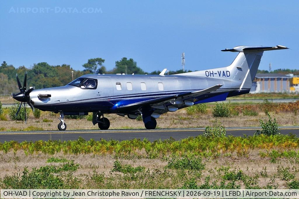 Aircraft OH-VAD, 2020 Pilatus PC-12 NGX, c/n 2030, Nextair operator Fly7 Finland Bordeaux (BOD) Farnborough (FAB) (FSF174D), at LFBD, photo by Jean Christophe Ravon / FRENCHSKY