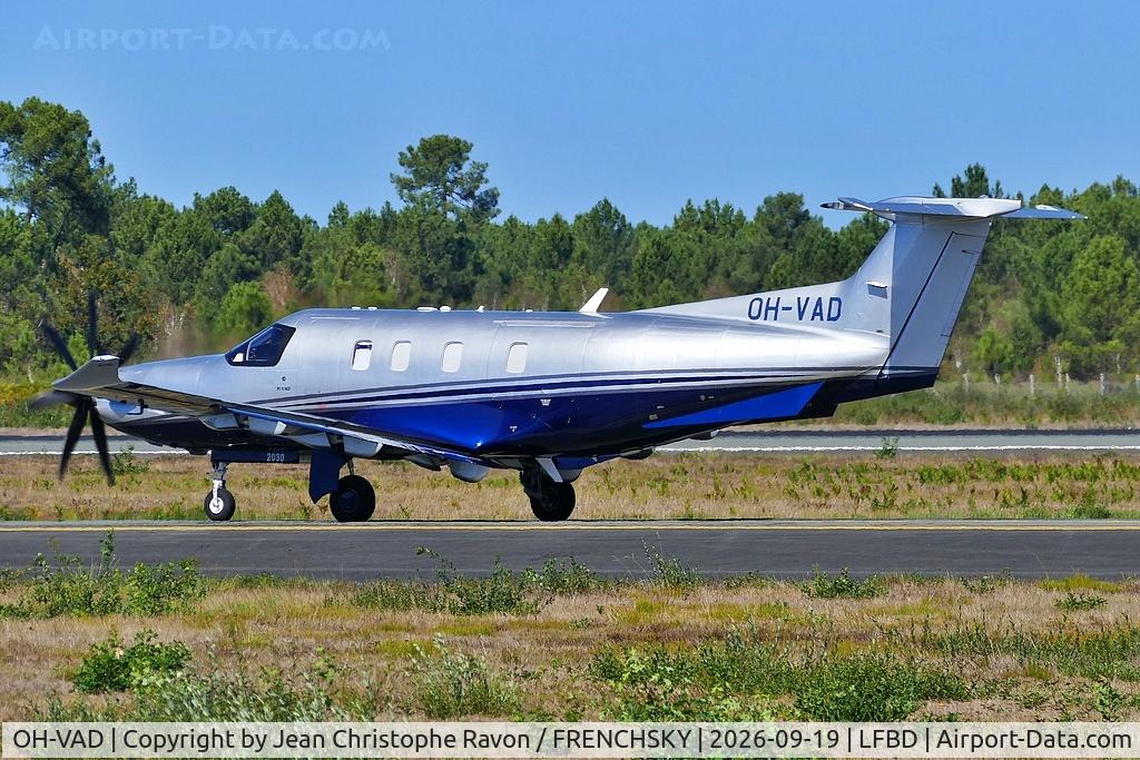 Aircraft OH-VAD, 2020 Pilatus PC-12 NGX, c/n 2030, Nextair operator Fly7 Finland Bordeaux (BOD) Farnborough (FAB) (FSF174D), at LFBD, photo by Jean Christophe Ravon / FRENCHSKY