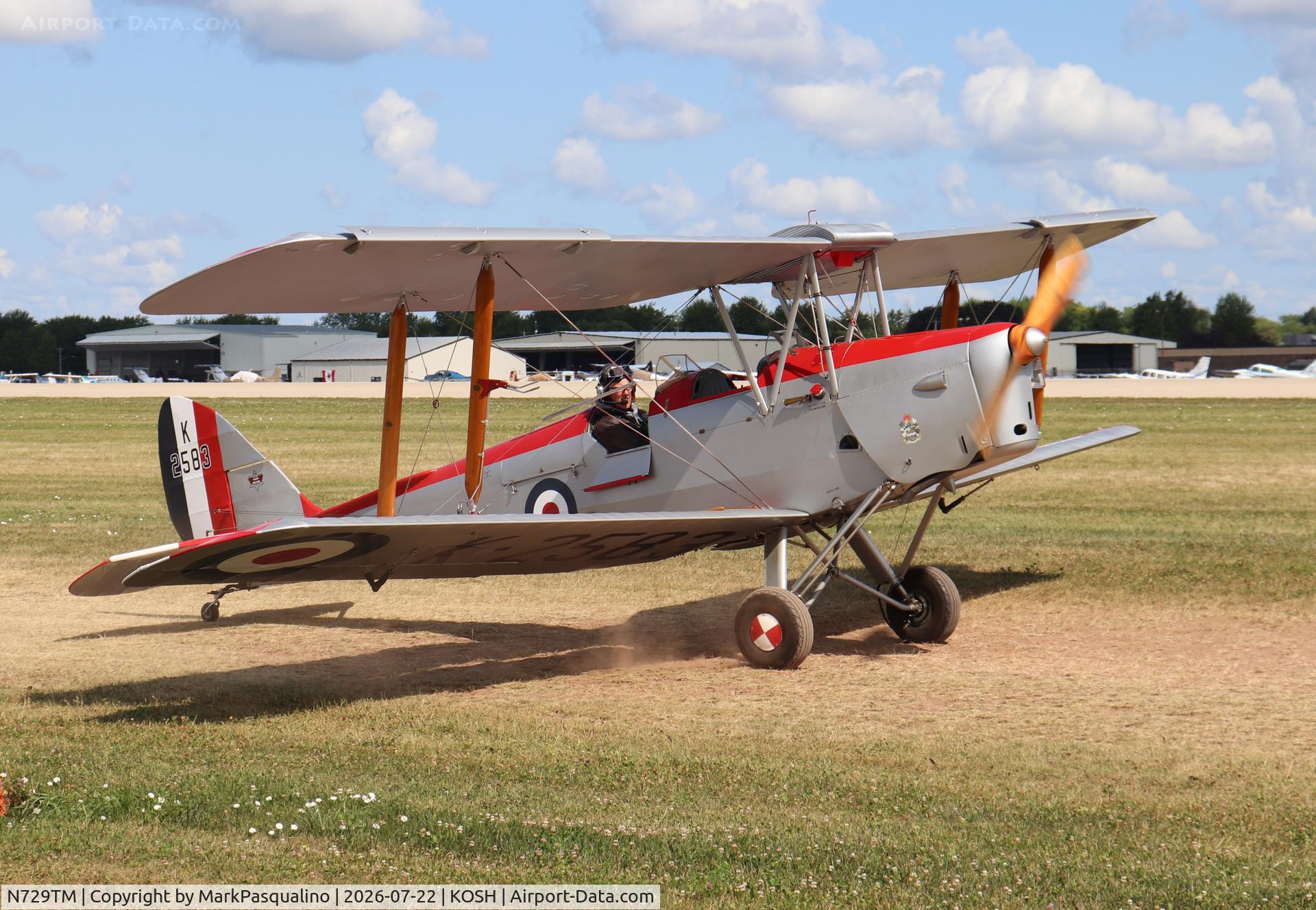 Aircraft N729TM, De Havilland DH-82A Tiger Moth II, c/n 83740, De Havilland DH-82A, at KOSH, photo by MarkPasqualino
