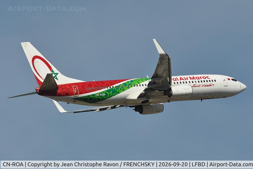 Aircraft CN-ROA, 2004 Boeing 737-8B6, c/n 33059 l/n 1457, Bordeaux (BOD) Casablanca (CMN) AT793, at LFBD, photo by Jean Christophe Ravon / FRENCHSKY