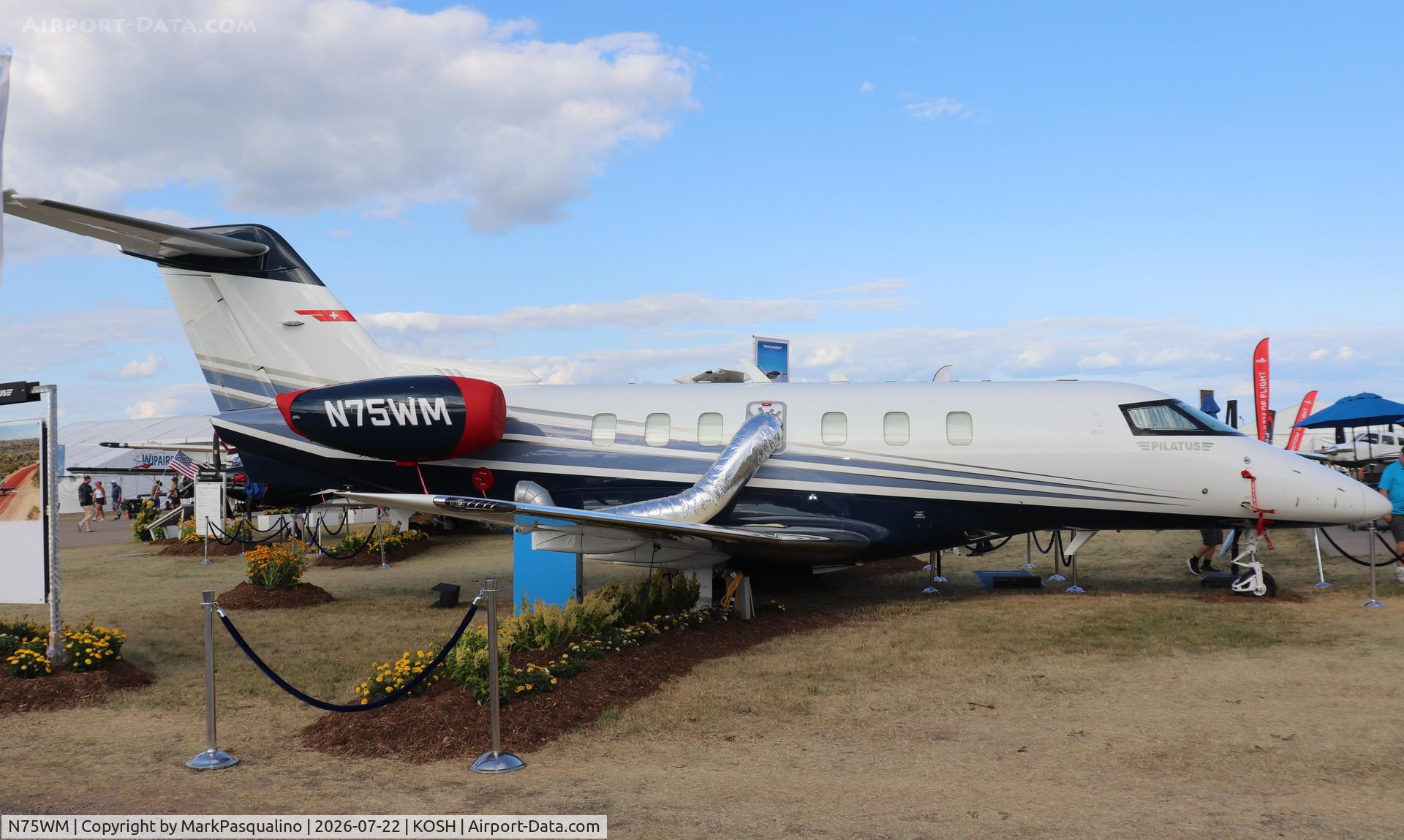 Aircraft N75WM, 2026 Pilatus PC-24, c/n 621, Pilatus PC-24, at KOSH, photo by MarkPasqualino