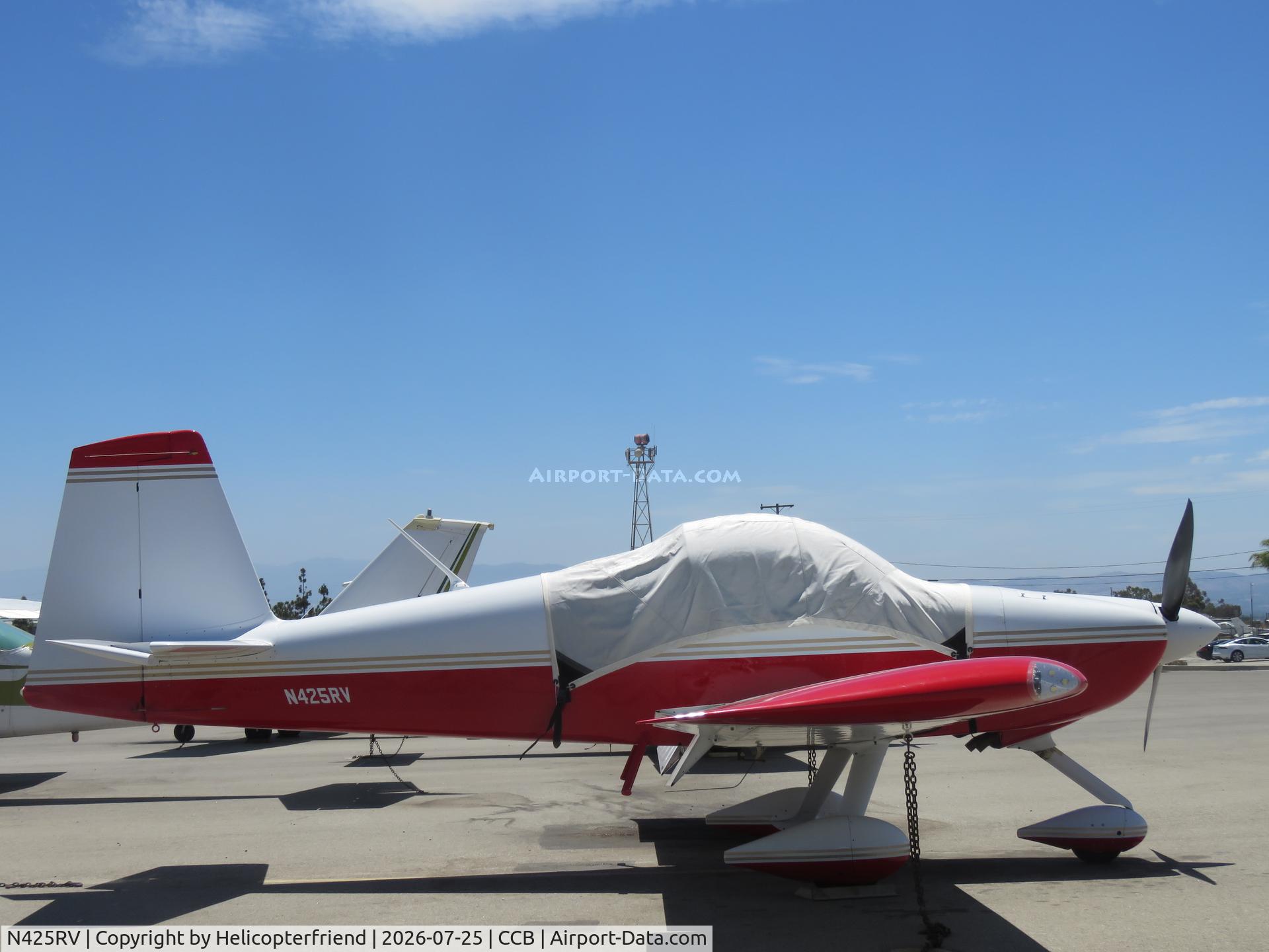 Aircraft N425RV, 2007 Vans RV-7A, c/n 72117, Covered and parked in transit parking, at CCB, photo by Helicopterfriend