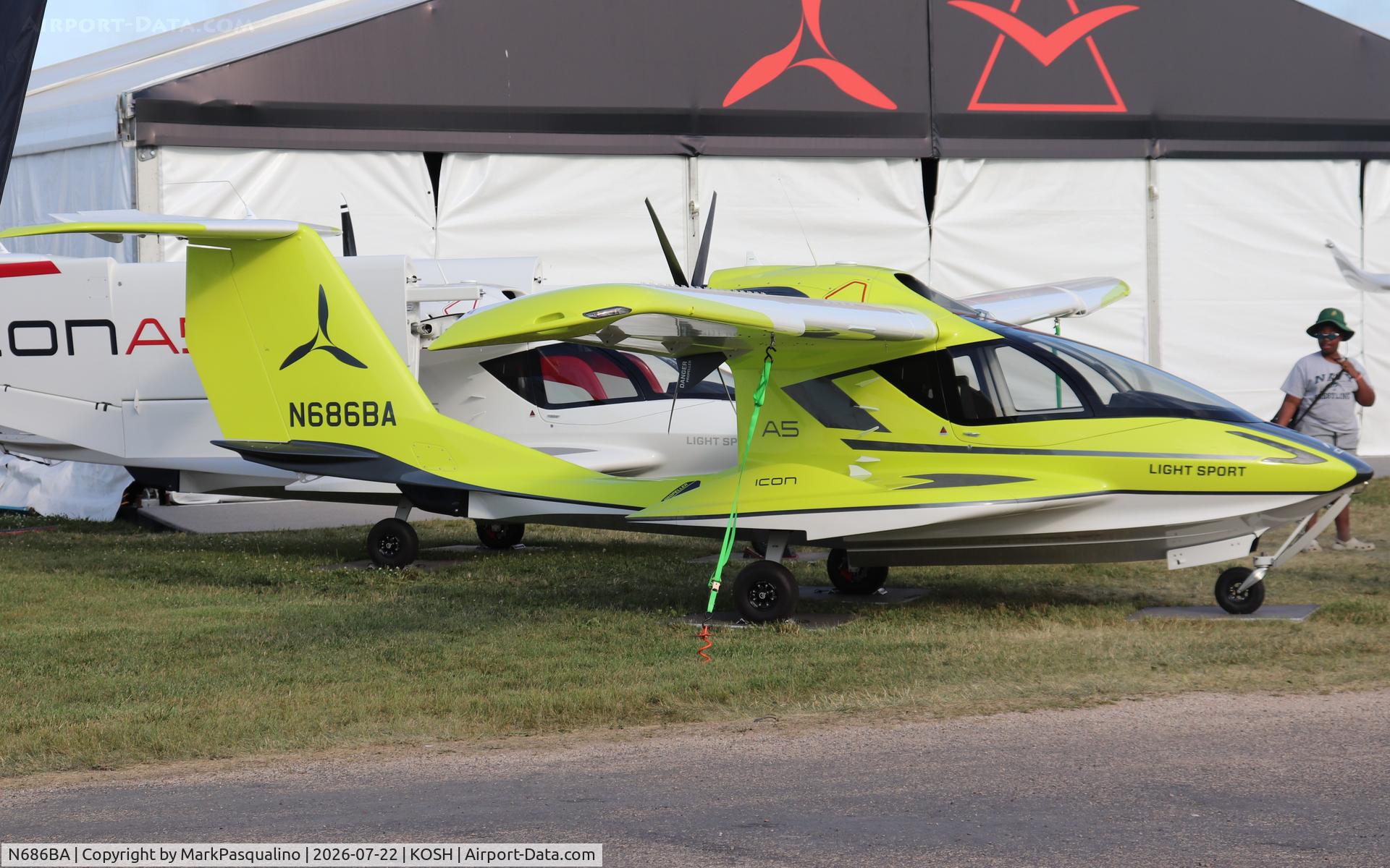 Aircraft N686BA, 2024 Icon A5, c/n 00221, Icon A5, at KOSH, photo by MarkPasqualino