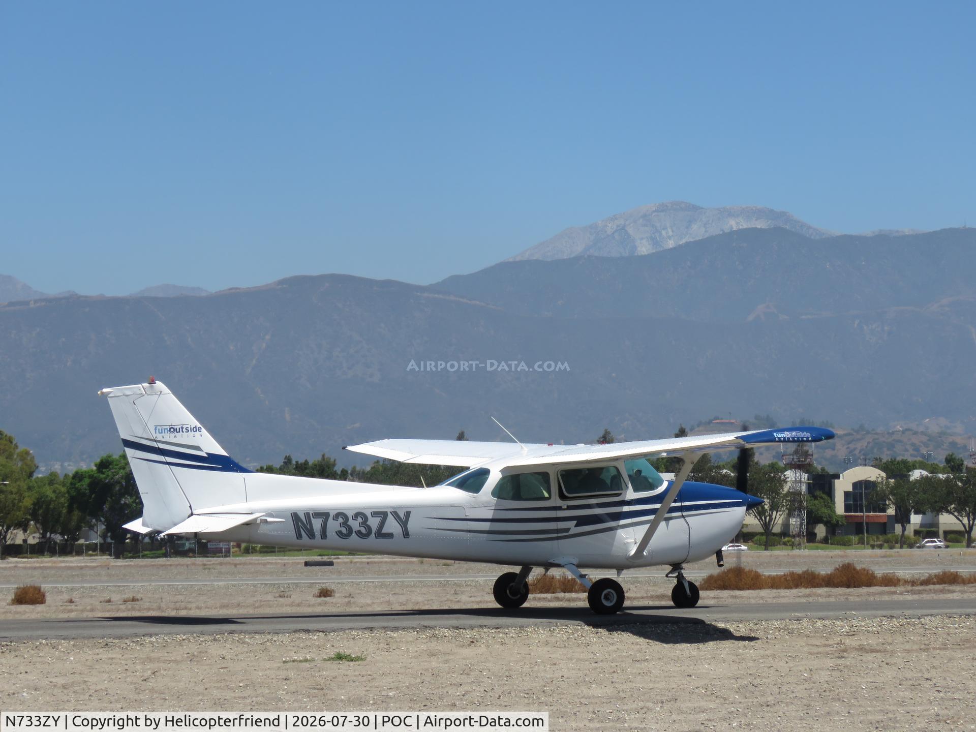 Aircraft N733ZY, 1977 Cessna 172N, c/n 17268690, On taxiway Sierra, at POC, photo by Helicopterfriend