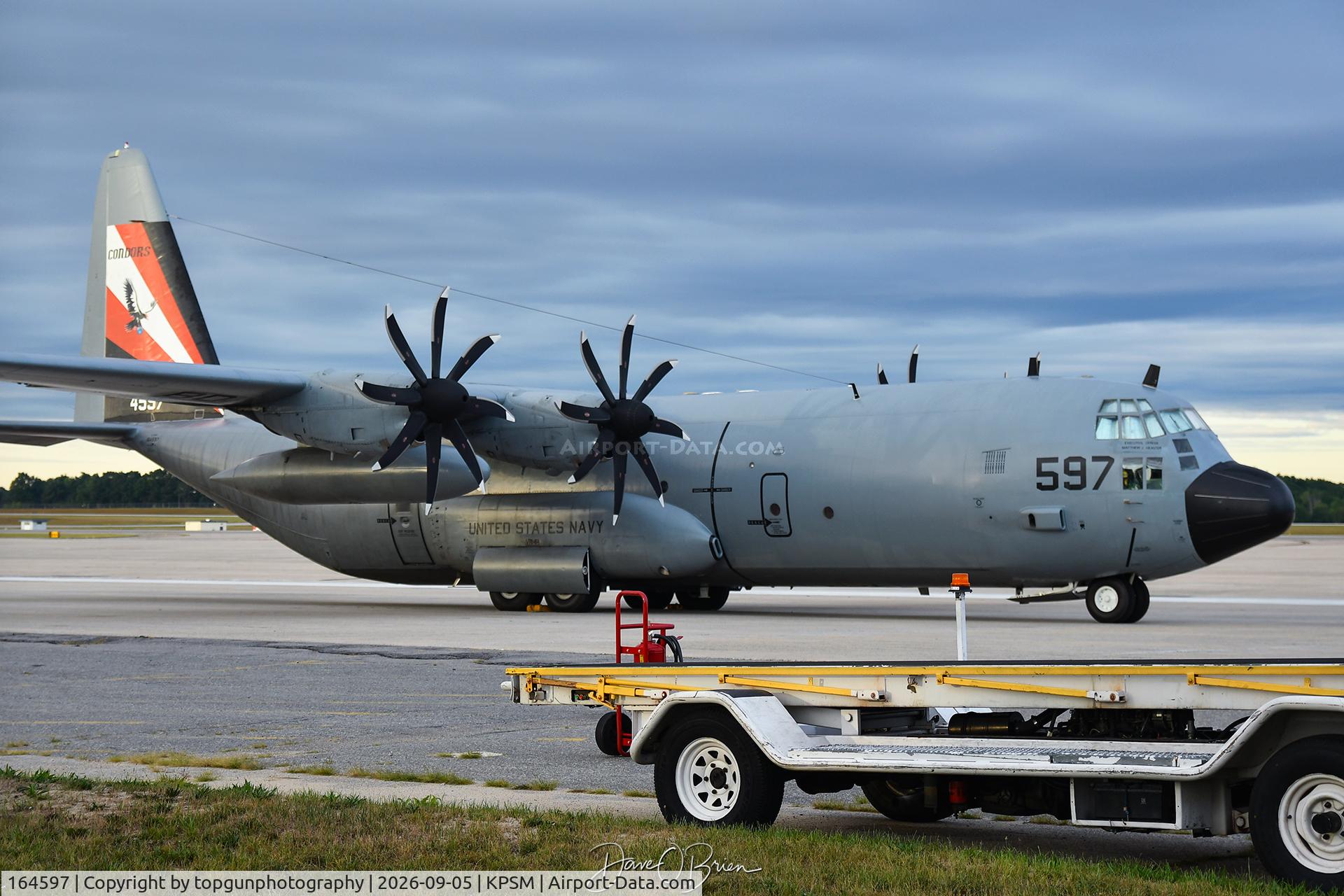 Aircraft 164597, Lockheed KC-130T-30 Hercules, c/n 382-5260, Finally got to take a picture with the painted tail, at KPSM, photo by topgunphotography