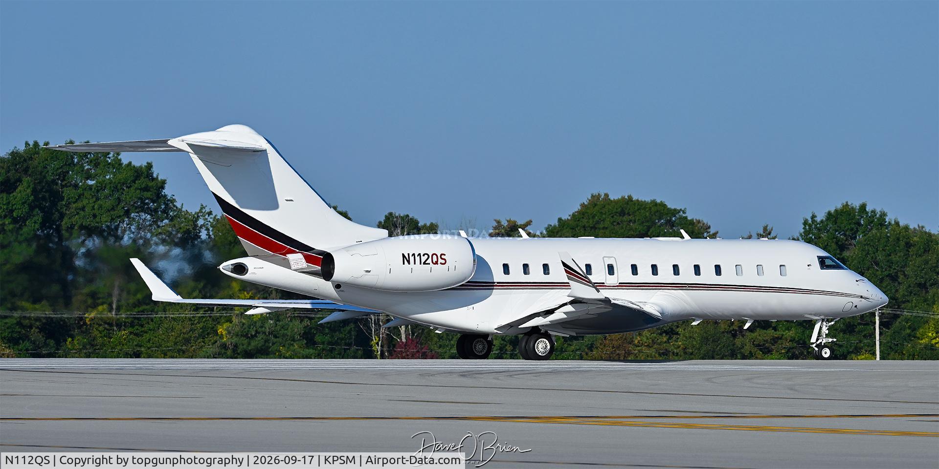Aircraft N112QS, 2015 Bombardier BD-700-1A11 Global 5000, c/n 9710, Departing RW34, at KPSM, photo by topgunphotography