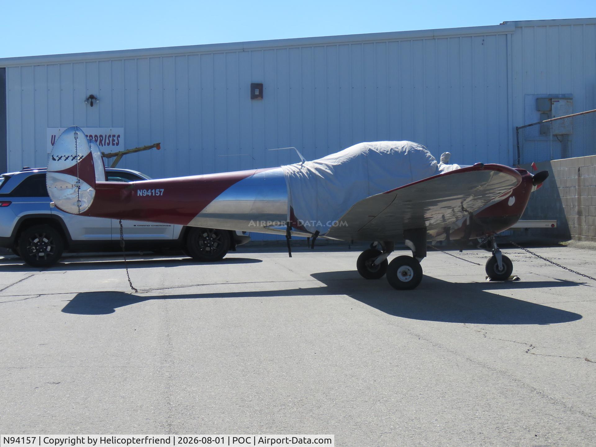 Aircraft N94157, 1946 Erco 415C Ercoupe, c/n 1480, Covered and parked, at POC, photo by Helicopterfriend