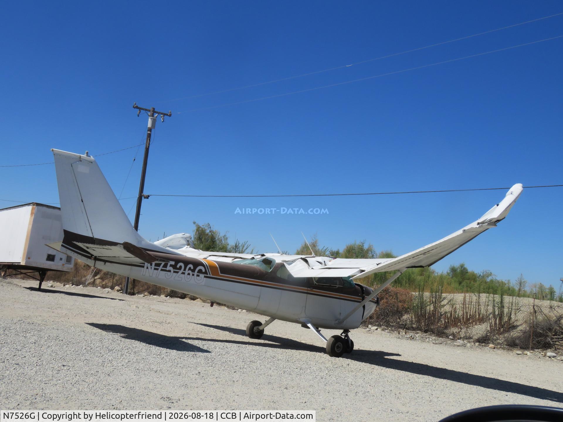 Aircraft N7526G, 1970 Cessna 172L, c/n 17259226, Struck a hanger, at CCB, photo by Helicopterfriend