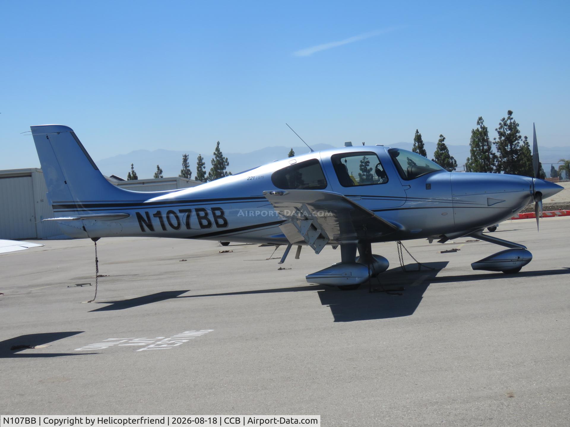 Aircraft N107BB, 2016 Cirrus SR22 G3 GTS X Turbo, c/n 1235, Parked in transit parking, at CCB, photo by Helicopterfriend