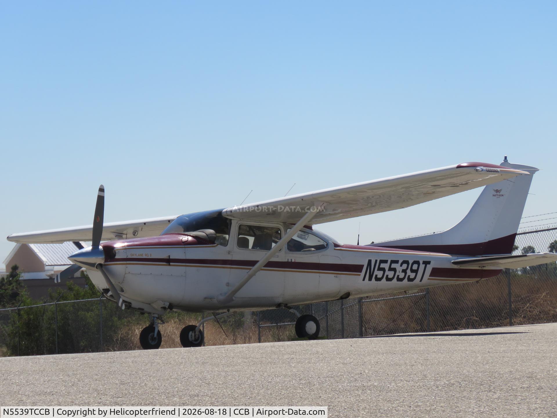 Aircraft N5539TCCB, 1982 Cessna R182 Skylane RG, c/n R18201889, Parked by south fence, at CCB, photo by Helicopterfriend