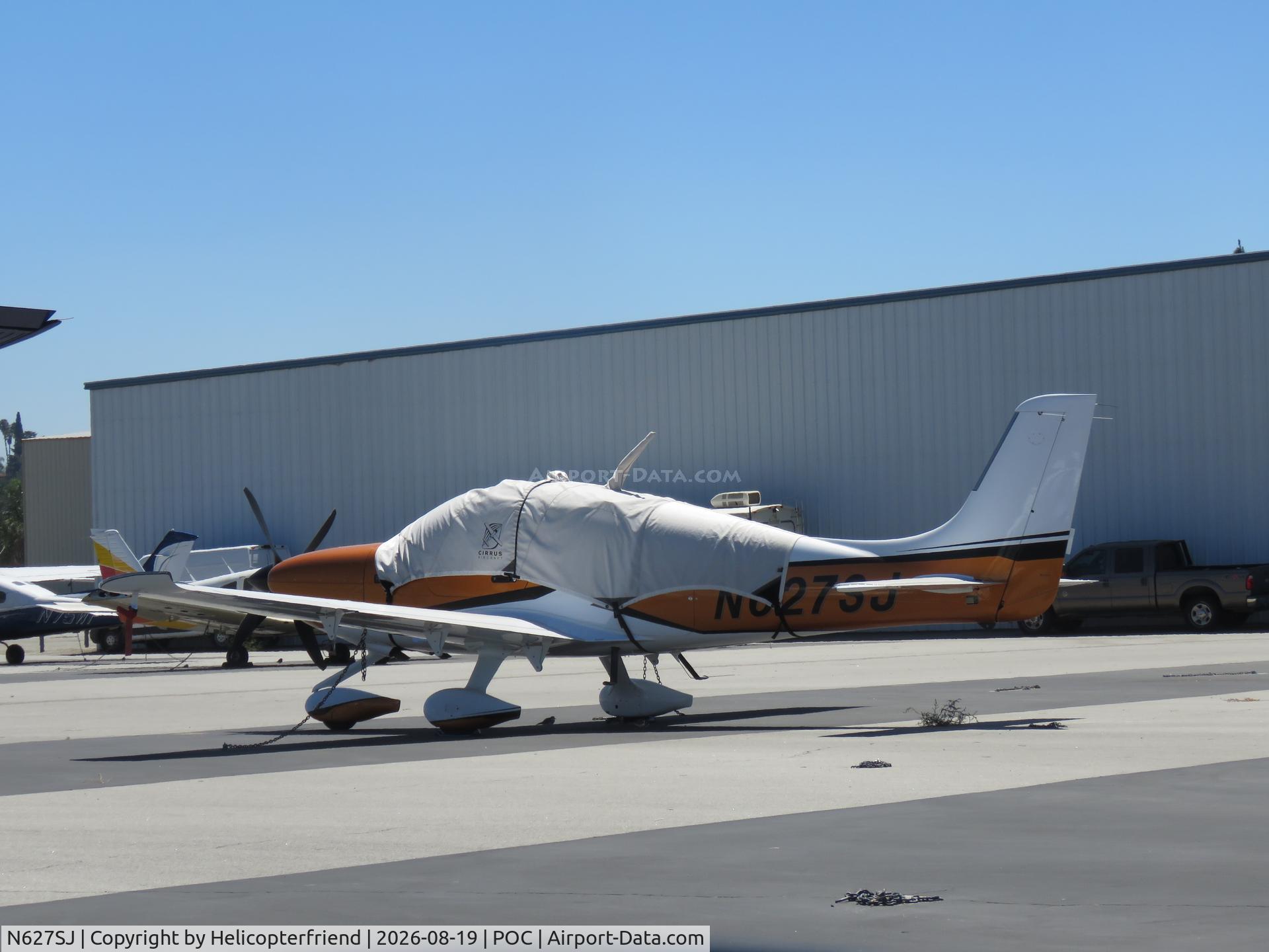 Aircraft N627SJ, 2024 Cirrus Design Corp SR22T, c/n 10056, Covered and parked, at POC, photo by Helicopterfriend