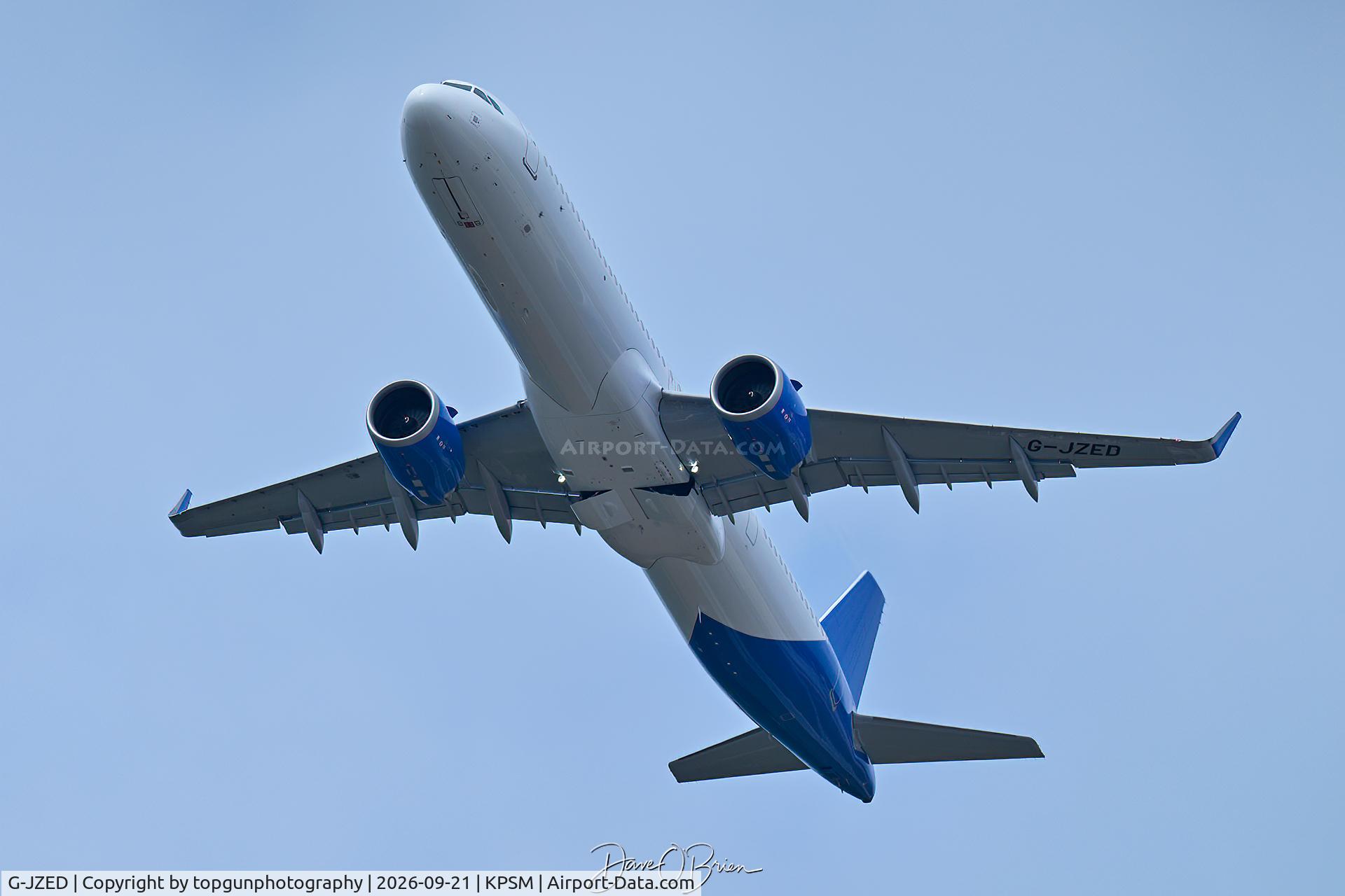 Aircraft G-JZED, 2026 Airbus A321-251NX, c/n 13359, Brand new plane being delivered to Jet2.com, at KPSM, photo by topgunphotography