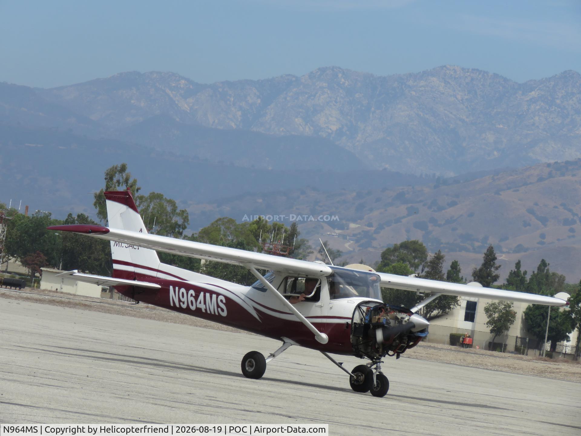 Aircraft N964MS, 1977 Cessna 150M, c/n 15079165, Engine runup, at POC, photo by Helicopterfriend