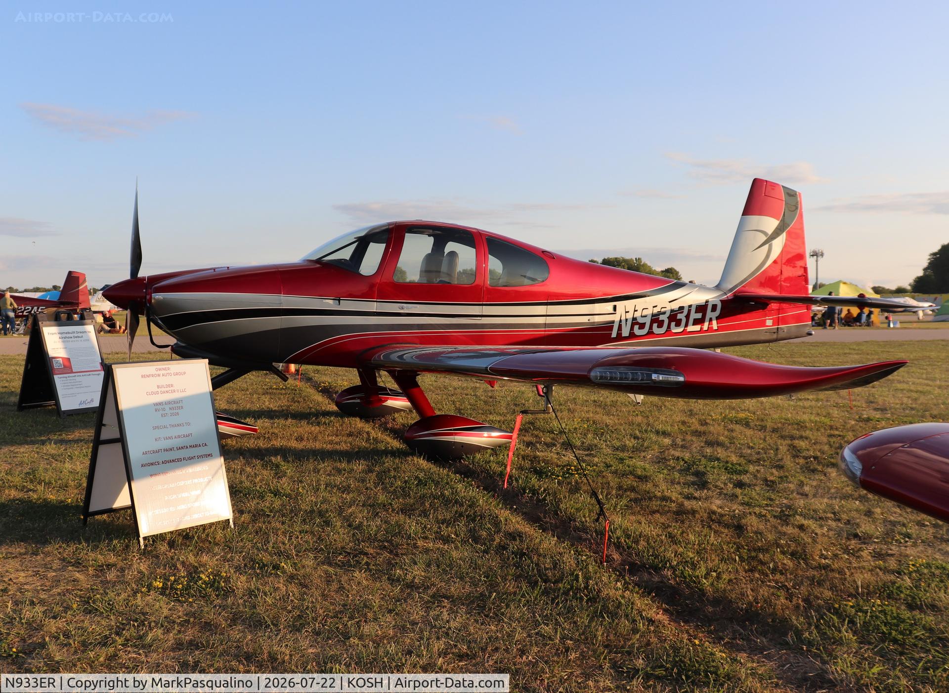 Aircraft N933ER, Darren Beall VANS RV-10, c/n 42587, Vans RV-10, at KOSH, photo by MarkPasqualino
