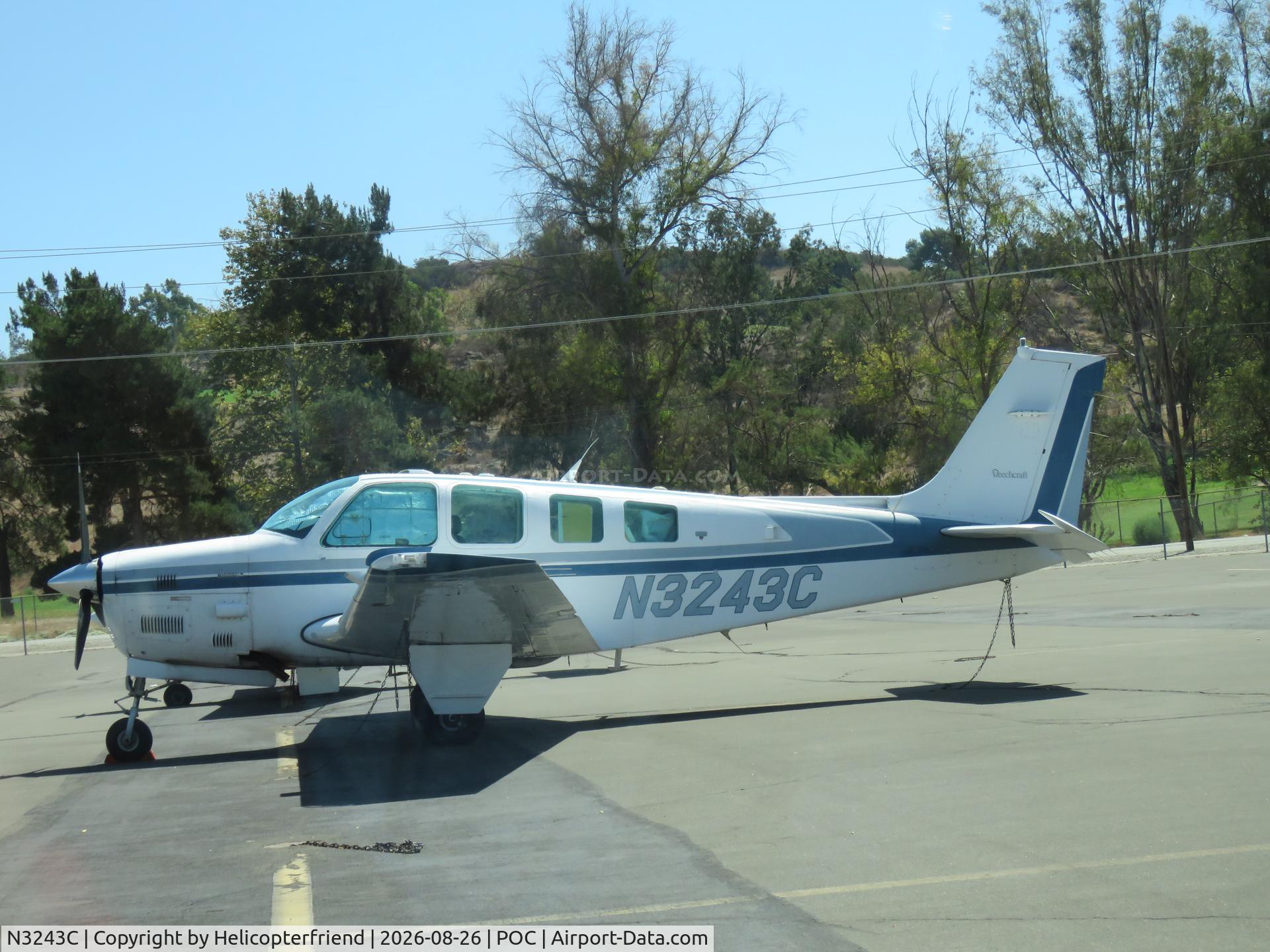 Aircraft N3243C, 1995 Beech B36TC Bonanza, c/n EA-575, Parked in transit parking, at POC, photo by Helicopterfriend