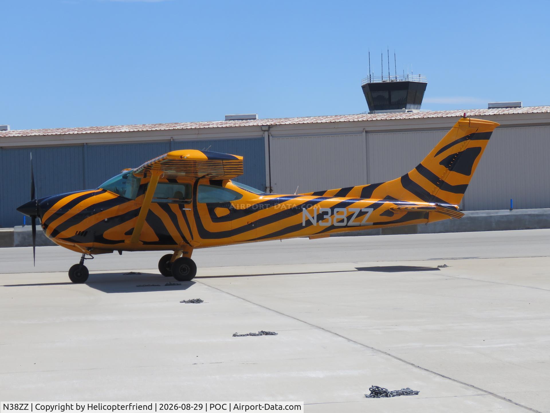 Aircraft N38ZZ, 1973 Cessna 182P Skylane, c/n 18262727, North side transit parking, at POC, photo by Helicopterfriend