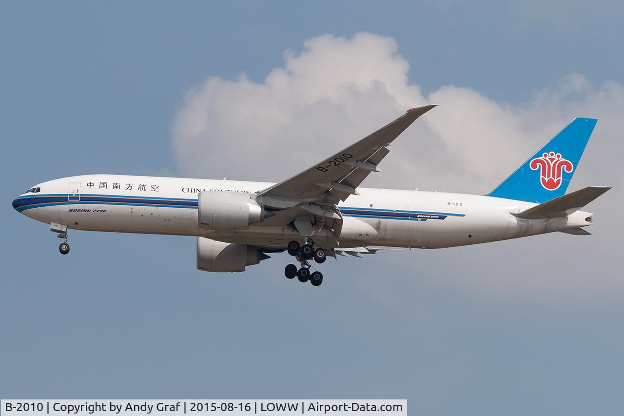 Aircraft B-2010, 2014 Boeing 777-F1B, c/n 41634 l/n 1268, China Southern Cargo 777-200, at LOWW, photo by Andy Graf