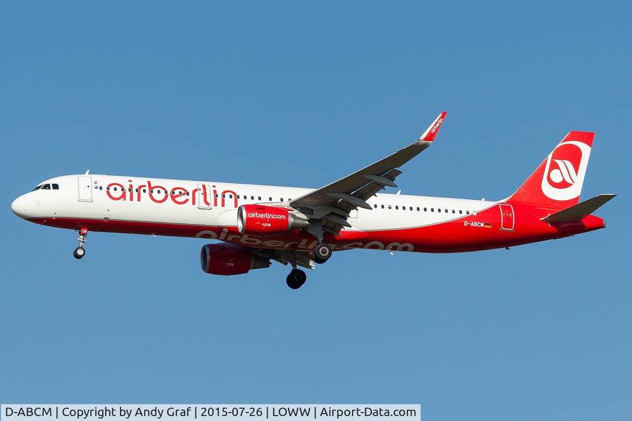 Aircraft D-ABCM, 2015 Airbus A321-211, c/n 6432, Air Berlin A321, at LOWW, photo by Andy Graf