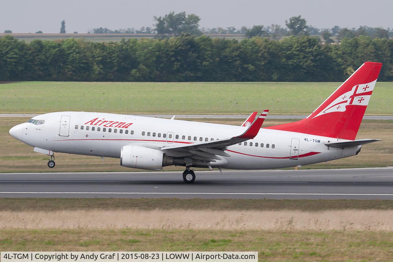 Aircraft 4L-TGM, 1999 Boeing 737-76N, c/n 29904, Air Zena 737-700, at LOWW, photo by Andy Graf