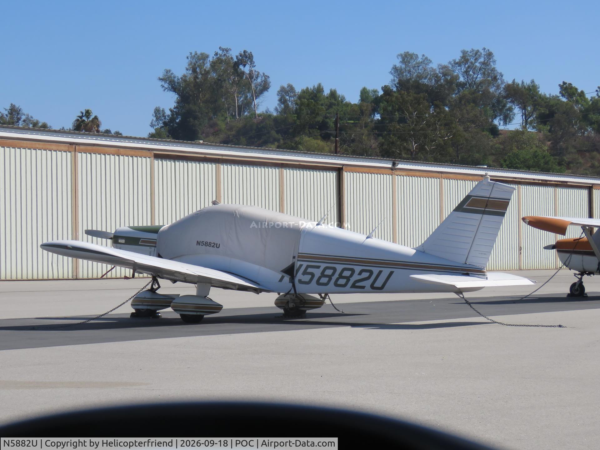 Aircraft N5882U, 1970 Piper PA-28-140, c/n 28-26716, Covered and parked by Ranger Row, at POC, photo by Helicopterfriend