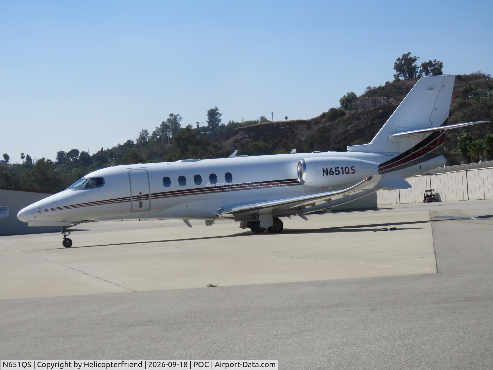Aircraft N651QS, 2021 Textron (Cessna) 680A Citation Latitude, c/n 560-5251, Starting to taxi, at POC, photo by Helicopterfriend
