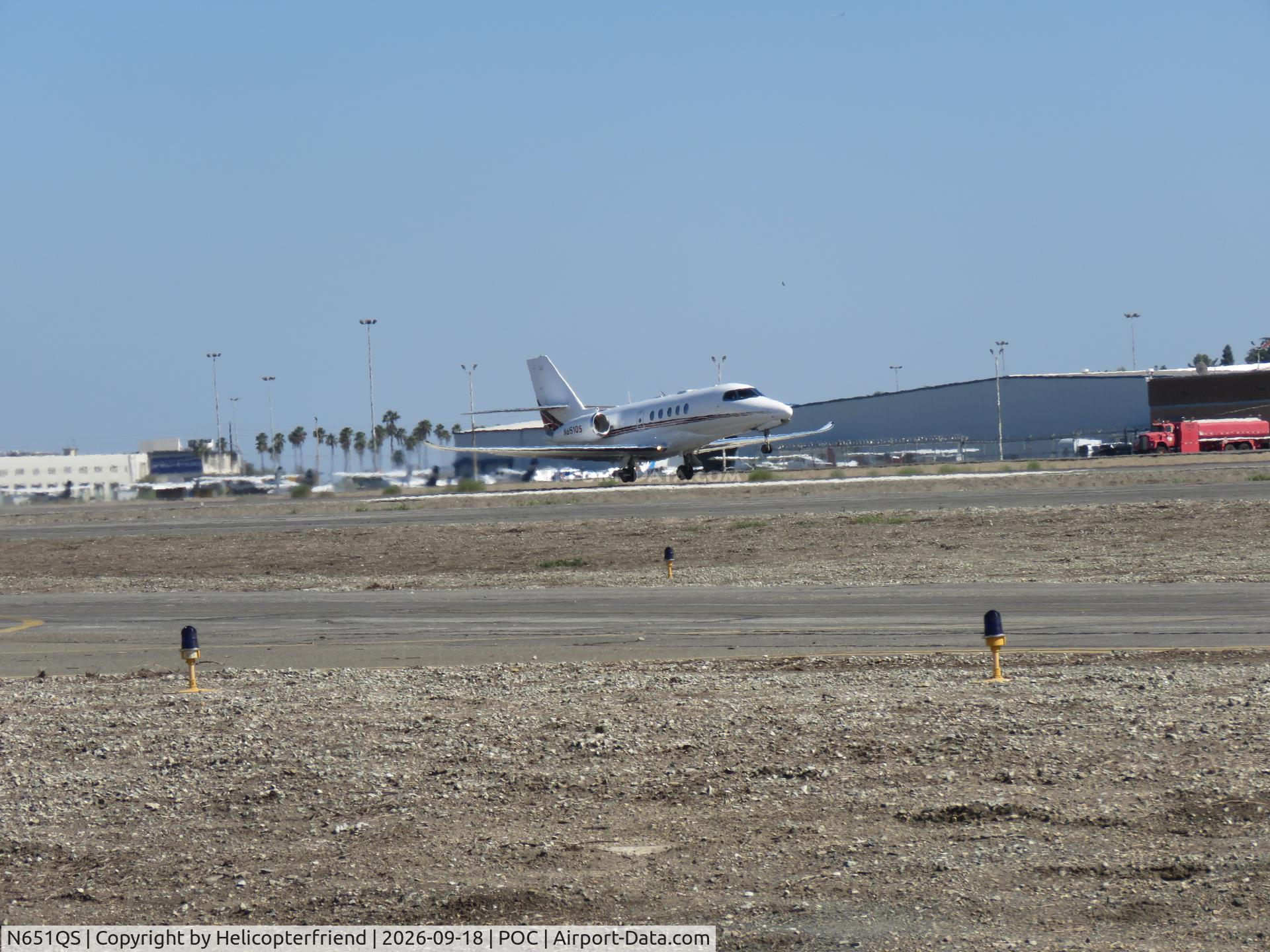 Aircraft N651QS, 2021 Textron (Cessna) 680A Citation Latitude, c/n 560-5251, Gently lifting off runway 26L, at POC, photo by Helicopterfriend