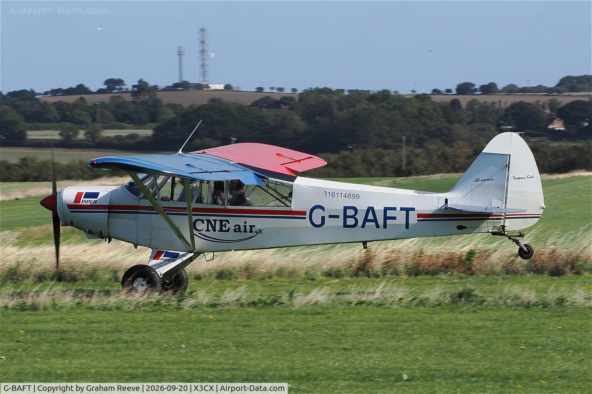 Aircraft G-BAFT, 1957 Piper L-21B Super Cub (PA-18-135), c/n 18-5340, Landing at Northrepps., at X3CX, photo by Graham Reeve