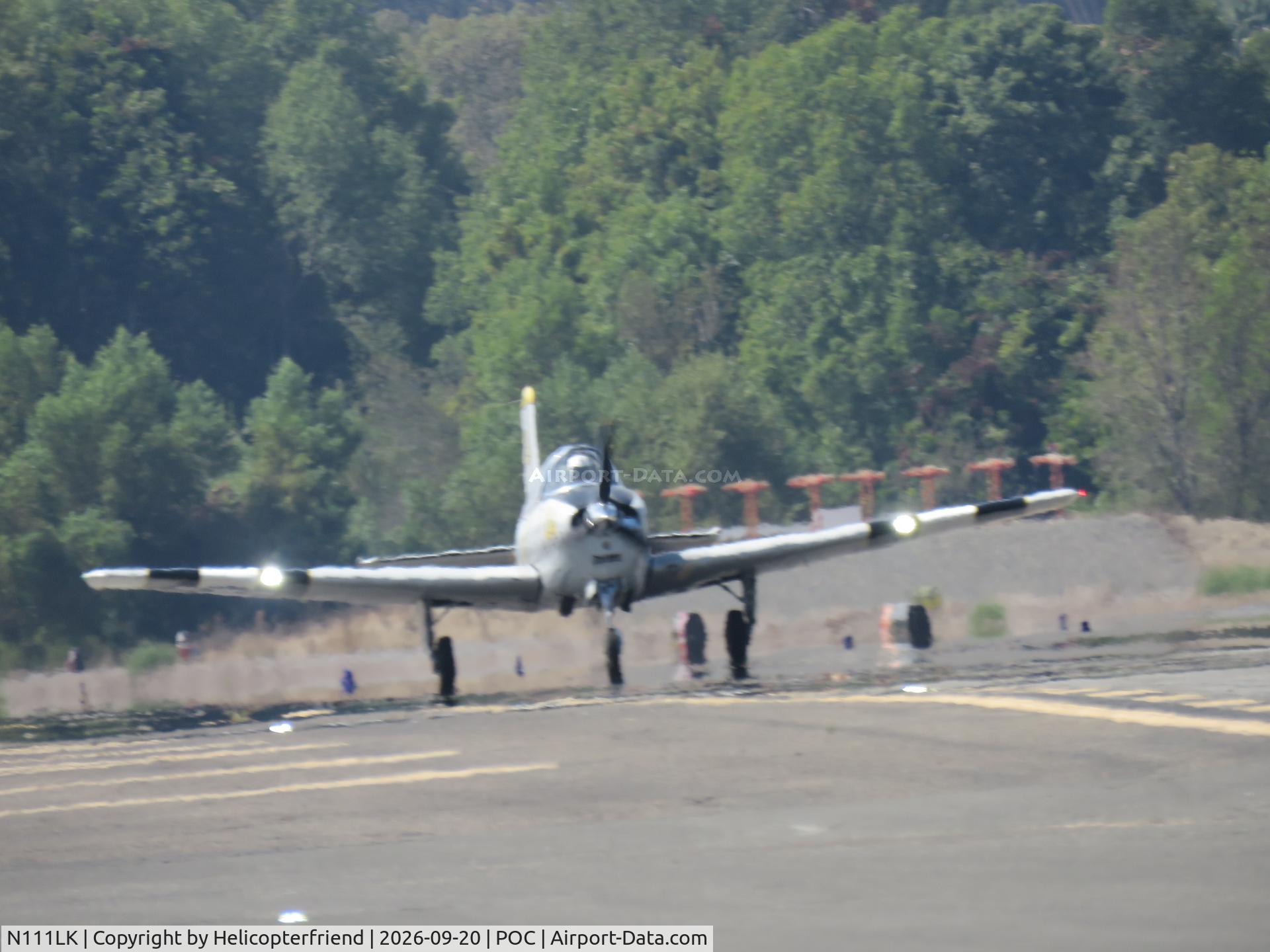 Aircraft N111LK, 1955 Beech A45, c/n G-724, On taxiway Sierra, at POC, photo by Helicopterfriend