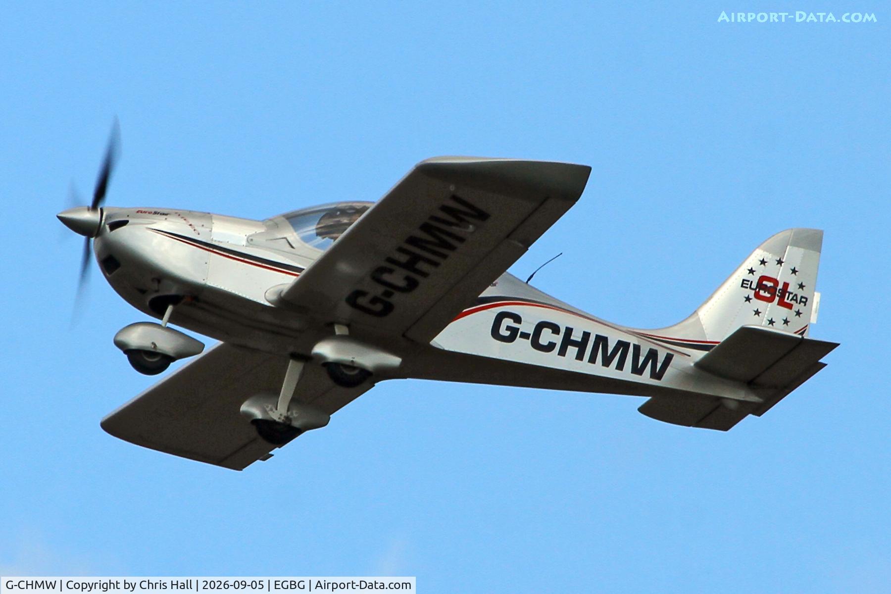 Aircraft G-CHMW, 2013 Aerotechnik EV-97 Eurostar SL, c/n LAA 315B-15158, LAA 80th Anniversary Rally, at EGBG, photo by Chris Hall