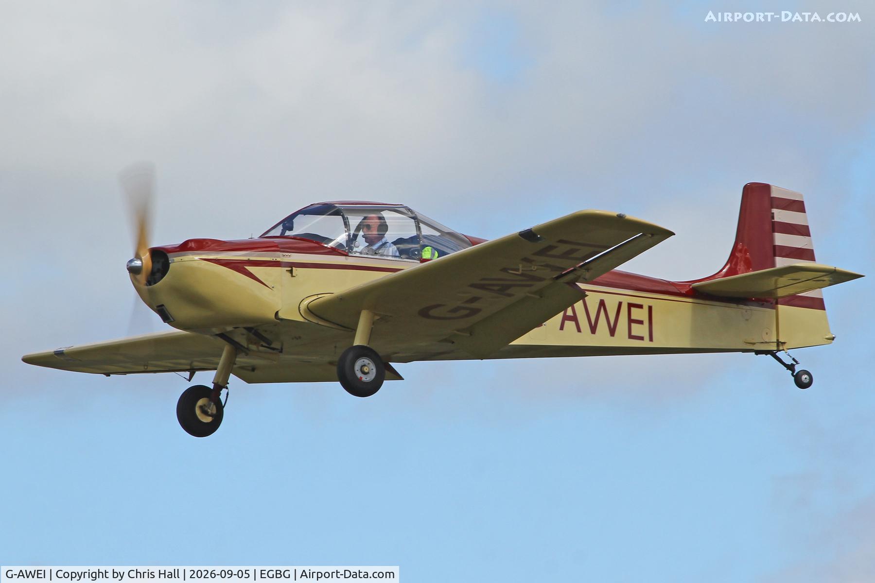 Aircraft G-AWEI, 1968 Rollason Druine D-62B Condor, c/n RAE/628, LAA 80th Anniversary Rally, at EGBG, photo by Chris Hall