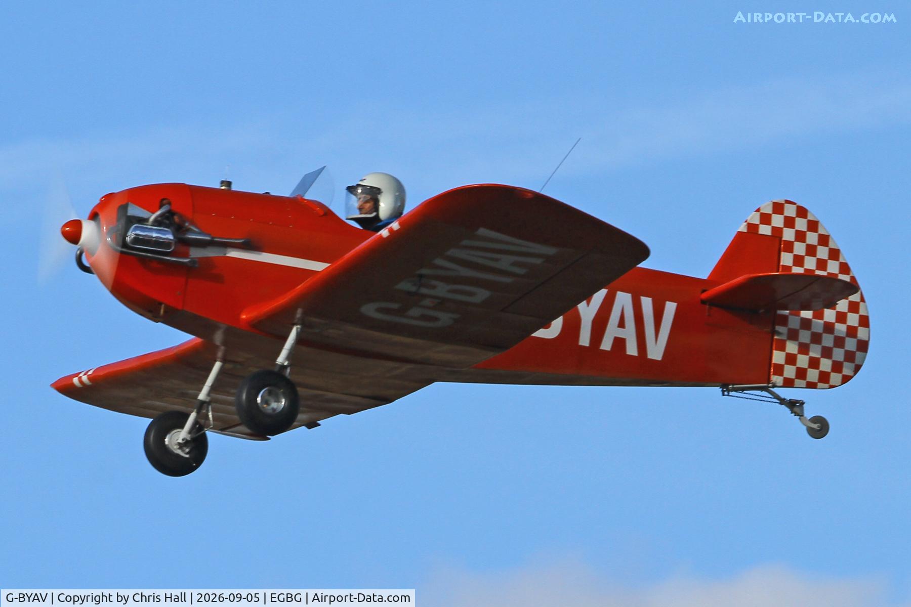 Aircraft G-BYAV, 1999 Taylor JT-1 Monoplane, c/n PFA 055-11010, LAA 80th Anniversary Rally, at EGBG, photo by Chris Hall