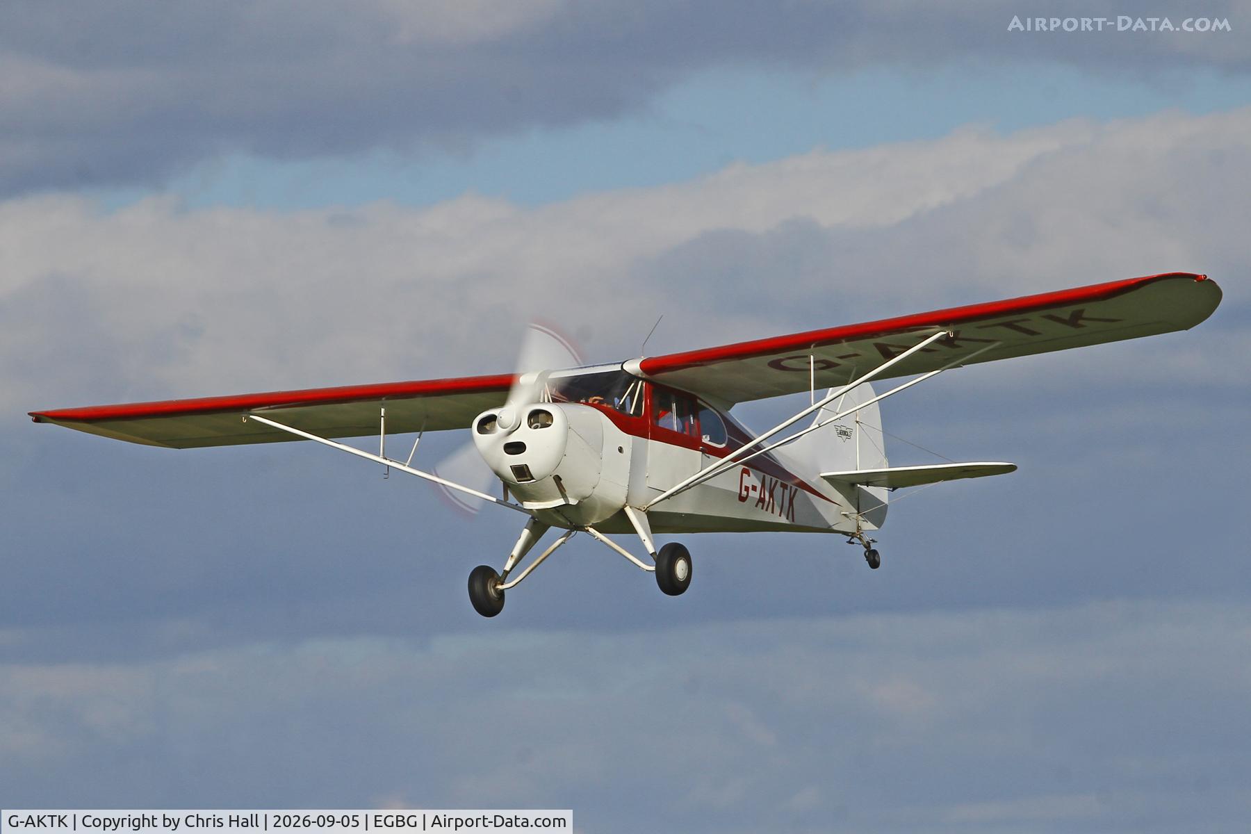 Aircraft G-AKTK, 1946 Aeronca 11AC Chief, c/n 11AC-1017, LAA 80th Anniversary Rally, at EGBG, photo by Chris Hall