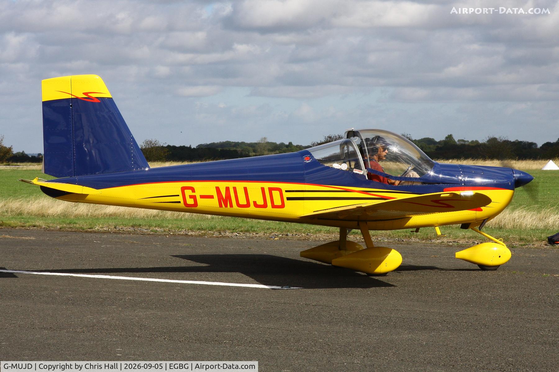 Aircraft G-MUJD, 2013 Vans RV-12, c/n LAA 363-15145, LAA 80th Anniversary Rally, at EGBG, photo by Chris Hall