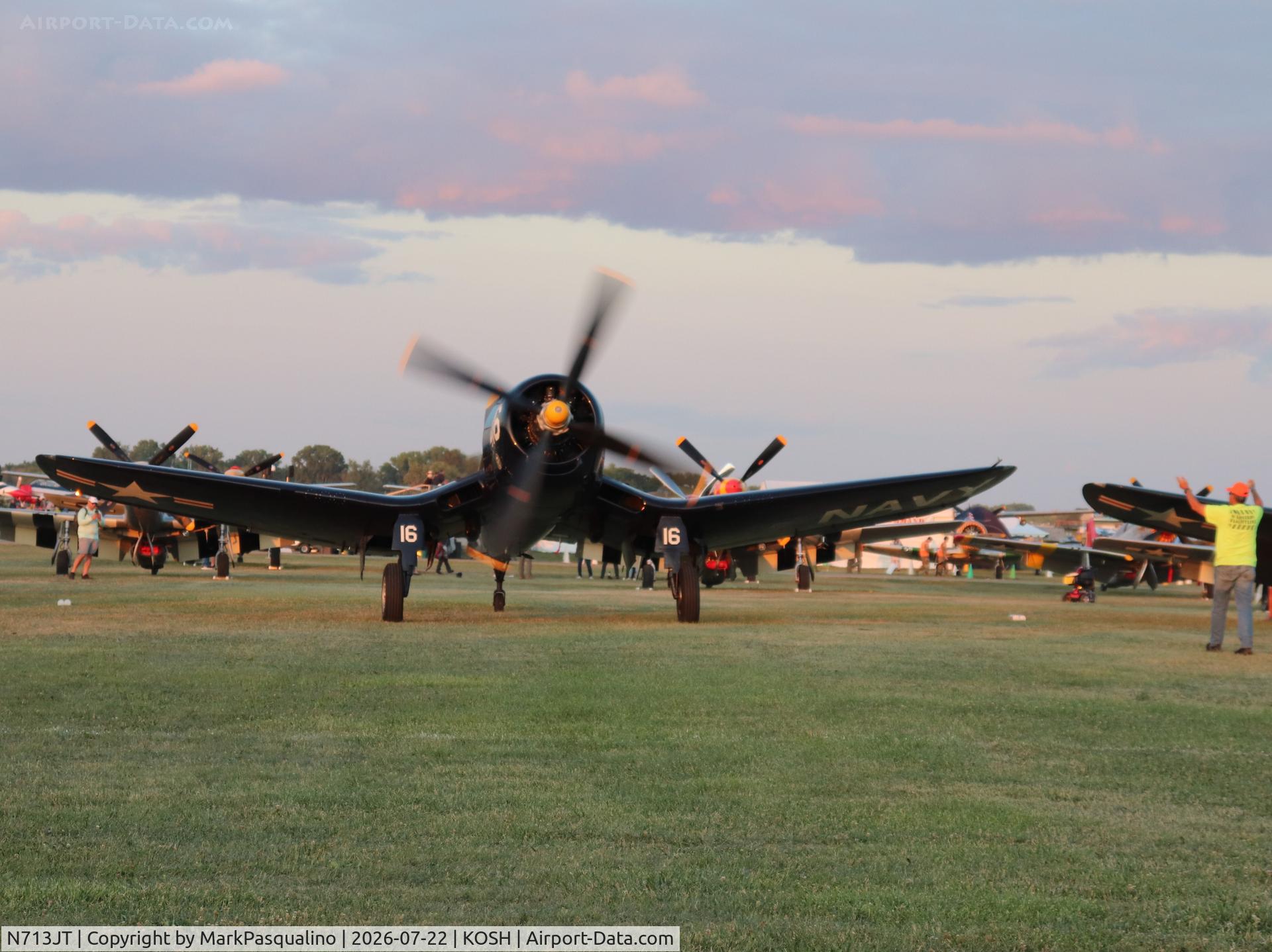 Aircraft N713JT, 1945 Vought F4U-4B Corsair, c/n 97143, Vought F4U-4B Corsair, at KOSH, photo by MarkPasqualino