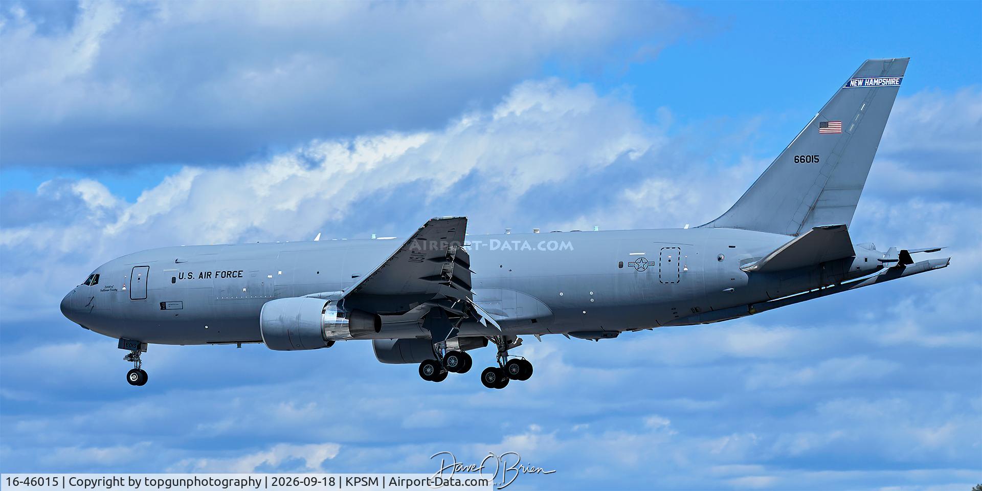 Aircraft 16-46015, 2019 Boeing KC-46A Pegasus, c/n 34134 l/n 1114, BLUE76 dragged TREND21 flight, at KPSM, photo by topgunphotography