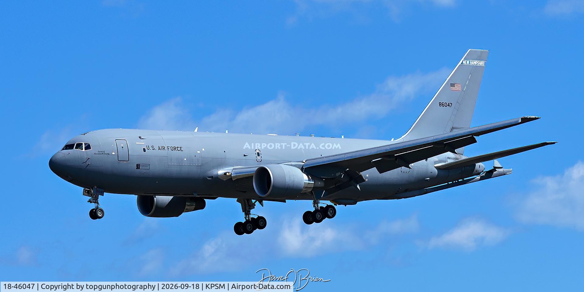 Aircraft 18-46047, 2019 Boeing KC-46A Pegasus, c/n 41867/VH047, BLUE77 dragged TREND21 flight into KPSM, at KPSM, photo by topgunphotography