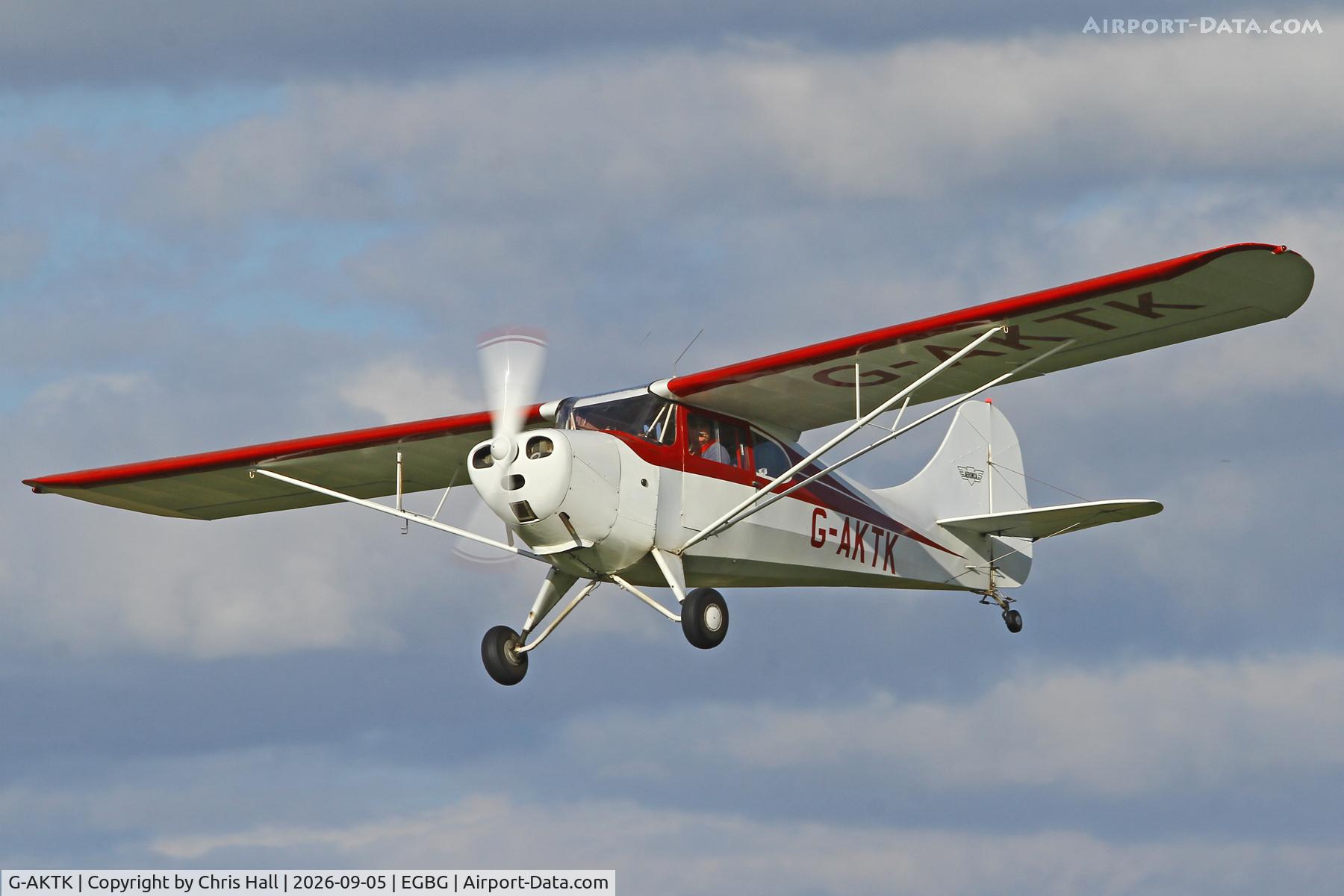 Aircraft G-AKTK, 1946 Aeronca 11AC Chief, c/n 11AC-1017, LAA 80th Anniversary Rally, at EGBG, photo by Chris Hall