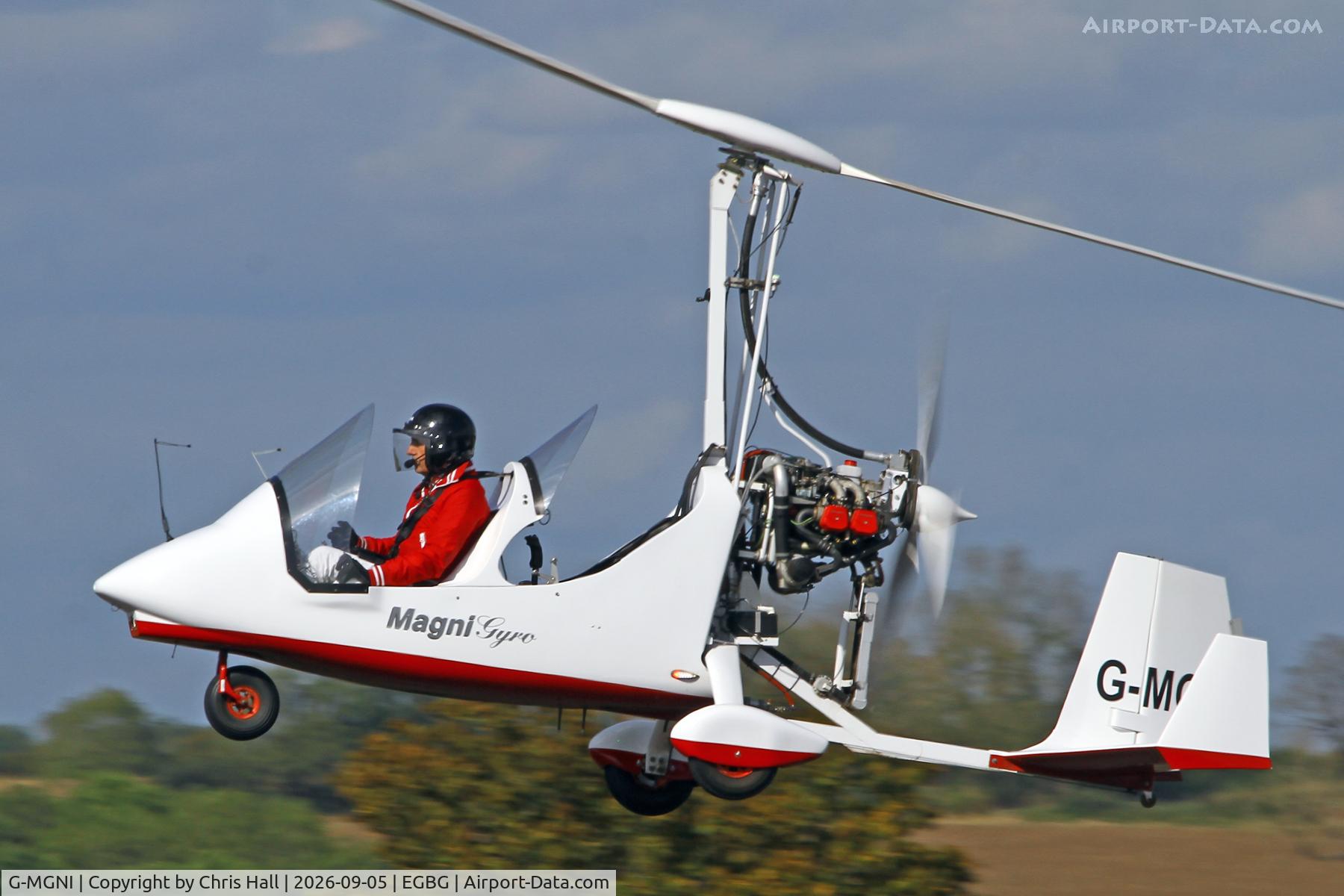 Aircraft G-MGNI, 2017 Magni Gyro M-16C Tandem Trainer, c/n 16-17-0804, LAA 80th Anniversary Rally, at EGBG, photo by Chris Hall