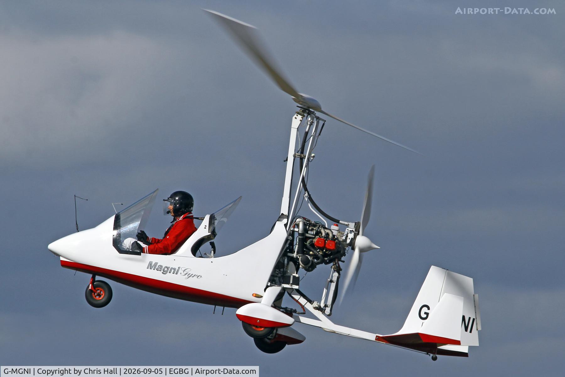 Aircraft G-MGNI, 2017 Magni Gyro M-16C Tandem Trainer, c/n 16-17-0804, LAA 80th Anniversary Rally, at EGBG, photo by Chris Hall