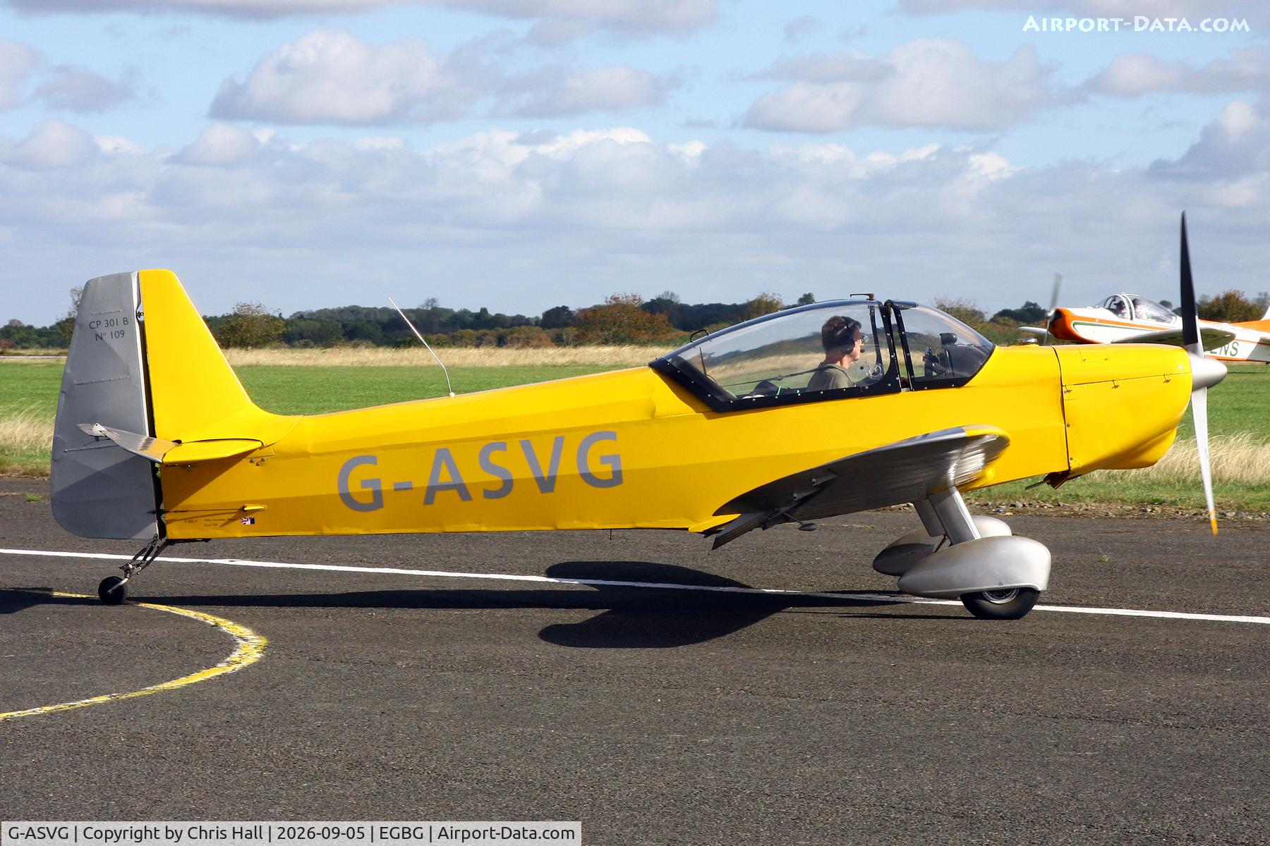 Aircraft G-ASVG, 1958 Piel CP-301B Emeraude, c/n 109, LAA 80th Anniversary Rally, at EGBG, photo by Chris Hall