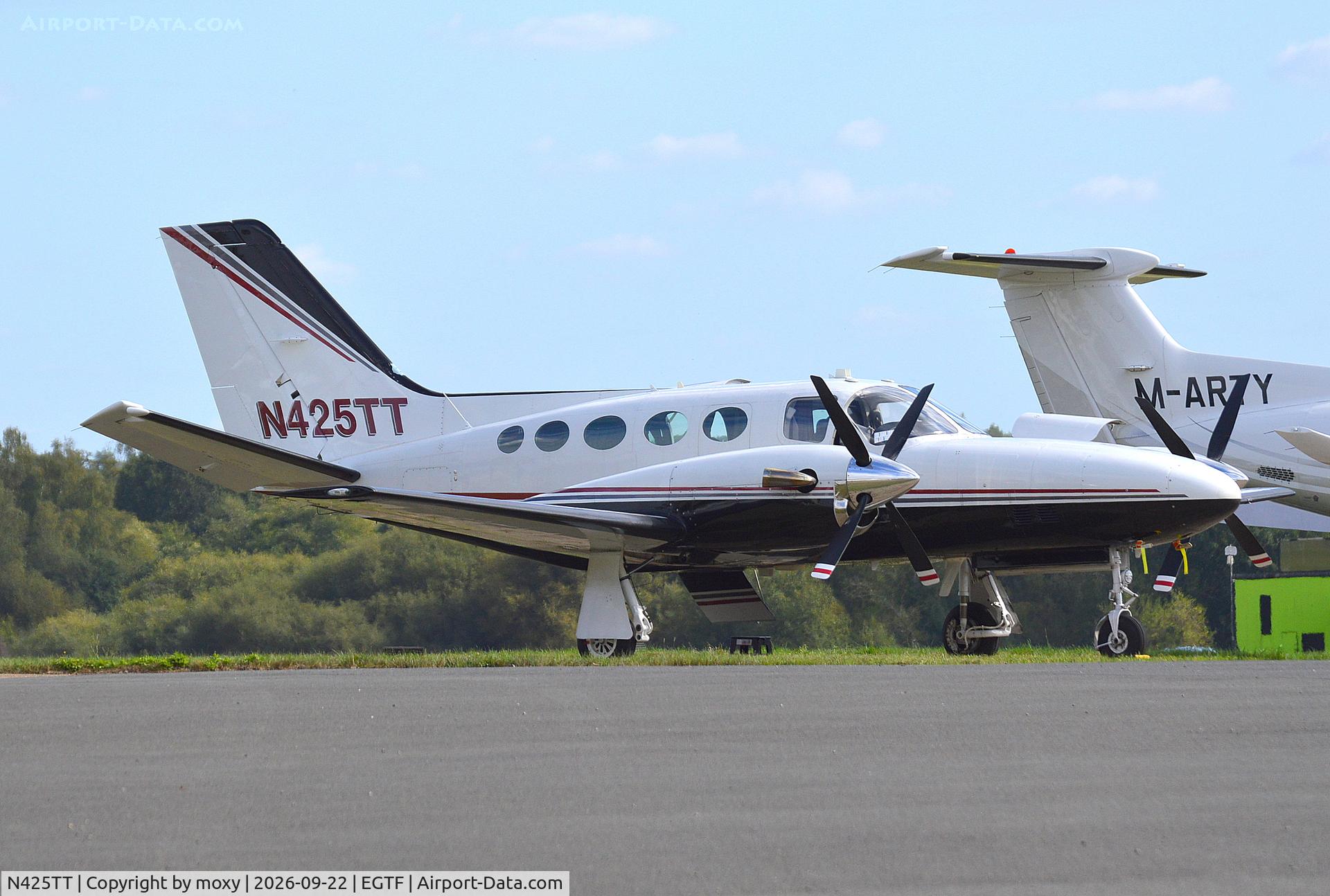 Aircraft N425TT, 1981 Cessna 425 Conquest I, c/n 425-0044, Cessna 425 Conquest I at Fairoaks. Ex N425HS and M-MANX, at EGTF, photo by moxy
