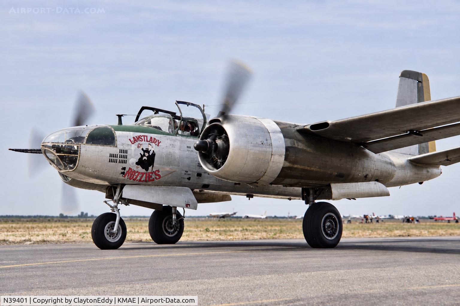 Aircraft N39401, 1944 Douglas B-26C Invader, c/n 7114, Madera airport in California 1980's, at KMAE, photo by ClaytonEddy