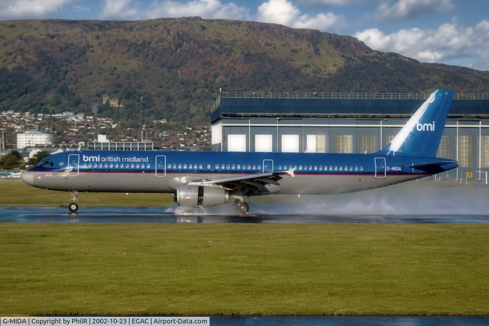 Aircraft G-MIDA, 1998 Airbus A321-231, c/n 806, G-MIDA 1998 A321-200 BMI BHD, at EGAC, photo by PhilR