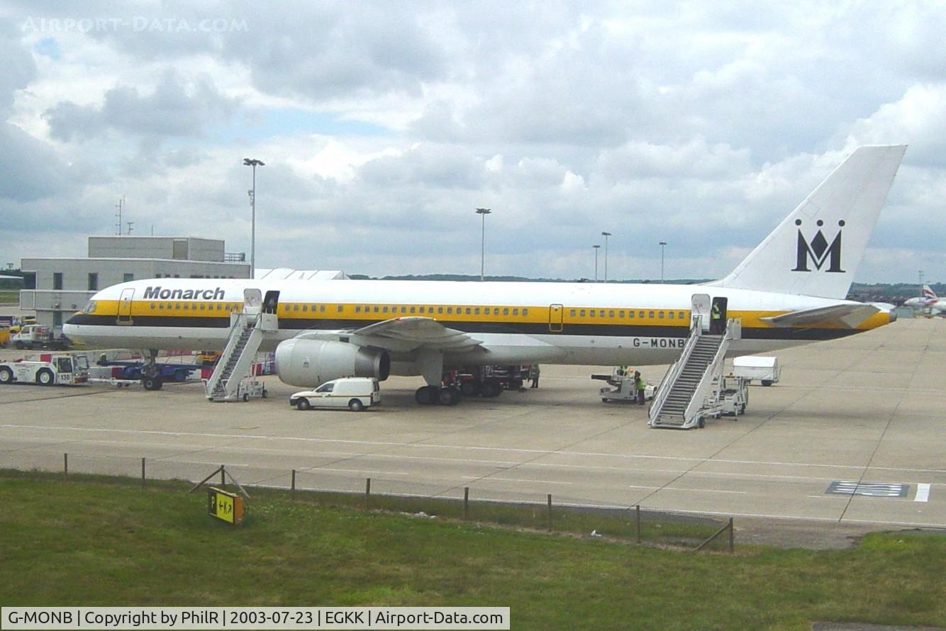 Aircraft G-MONB, 1983 Boeing 757-2T7, c/n 22780 l/n 15, G-MONB 1983 B757-200 Monarch LGW, at EGKK, photo by PhilR