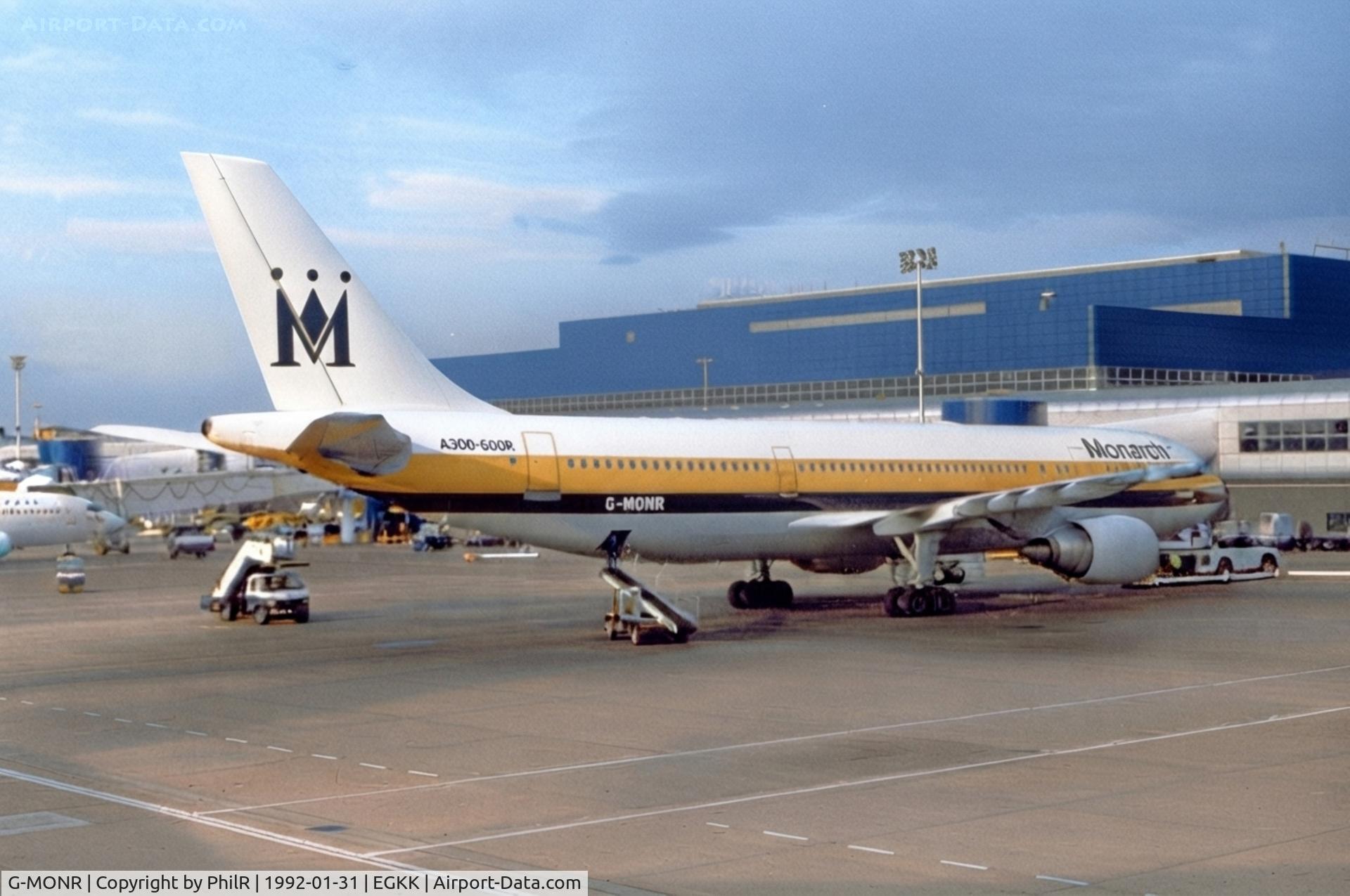 Aircraft G-MONR, 1989 Airbus A300B4-605R, c/n 540, G-MONR 1989 A300B4-600 Monarch LGW, at EGKK, photo by PhilR