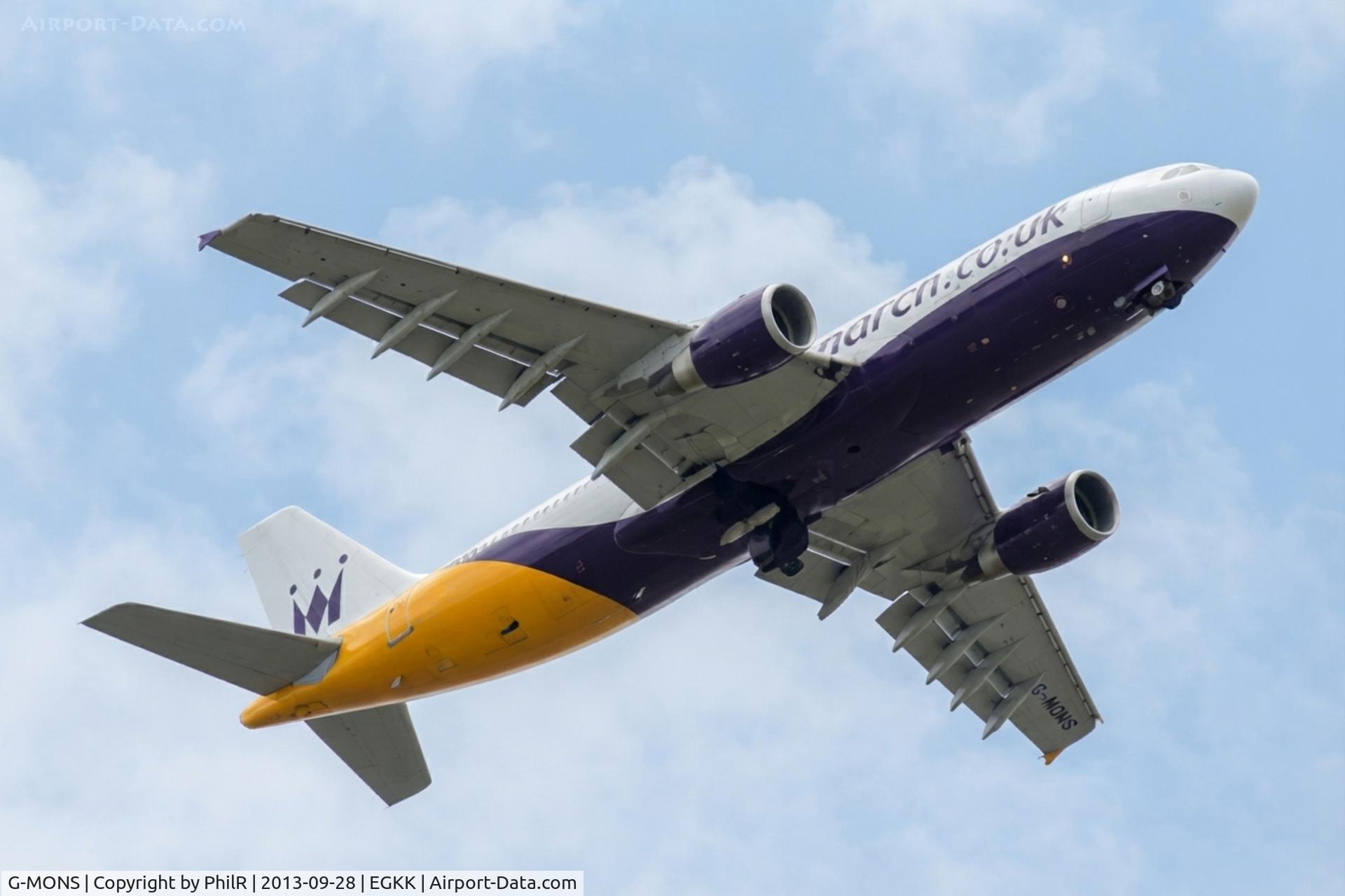 Aircraft G-MONS, 1989 Airbus A300B4-605R, c/n 556, G-MONS 1989 A300-600 Monarch Kingsfold Rally, at EGKK, photo by PhilR