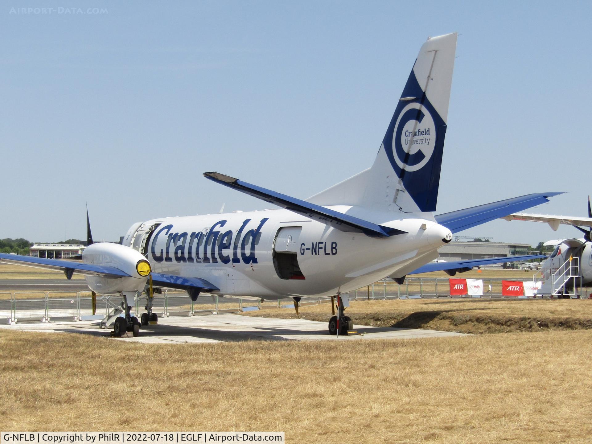 Aircraft G-NFLB, 1998 Saab 340B, c/n 340B-456, G-NFLB1998 SAAB 340B FIA Farnborough, at EGLF, photo by PhilR